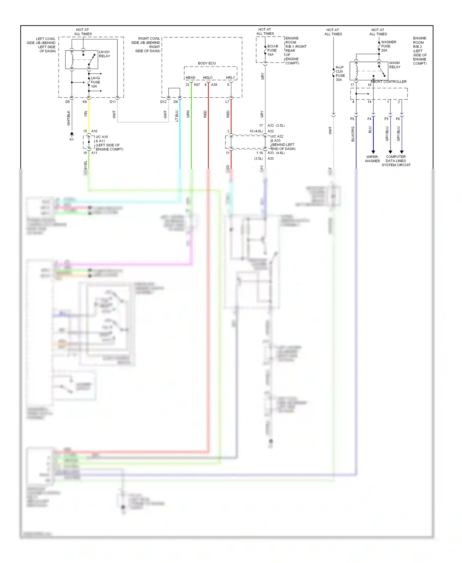 Wiring diagram engine room for Lexus GS III facelift (2007-2011) (6 of 7)