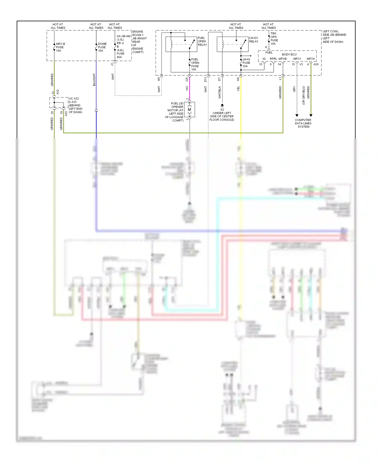 Wiring diagram left cowl side j/b (behind left for Lexus GS III facelift (2007-2011) (5 of 6)