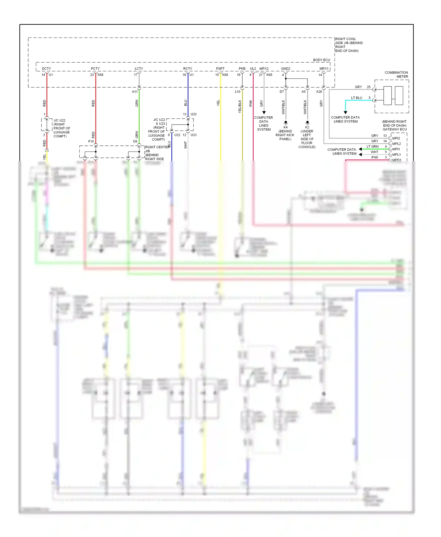 Wiring diagram power switch computer data lines system for Lexus GS III facelift (2007-2011) (1 of 1)