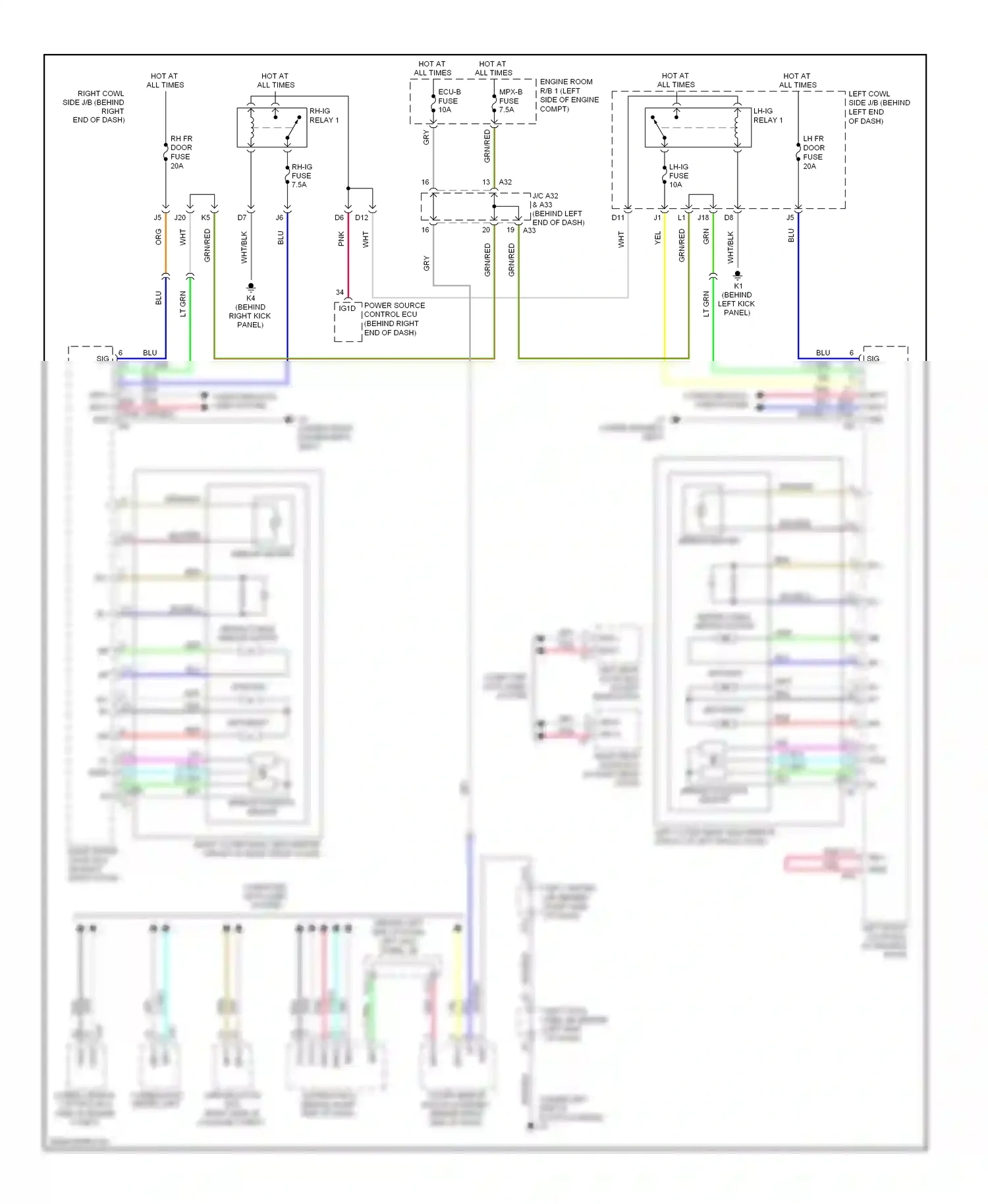 Wiring diagram retractable mirror motor for Lexus GS III facelift (2007-2011) (2 of 2)