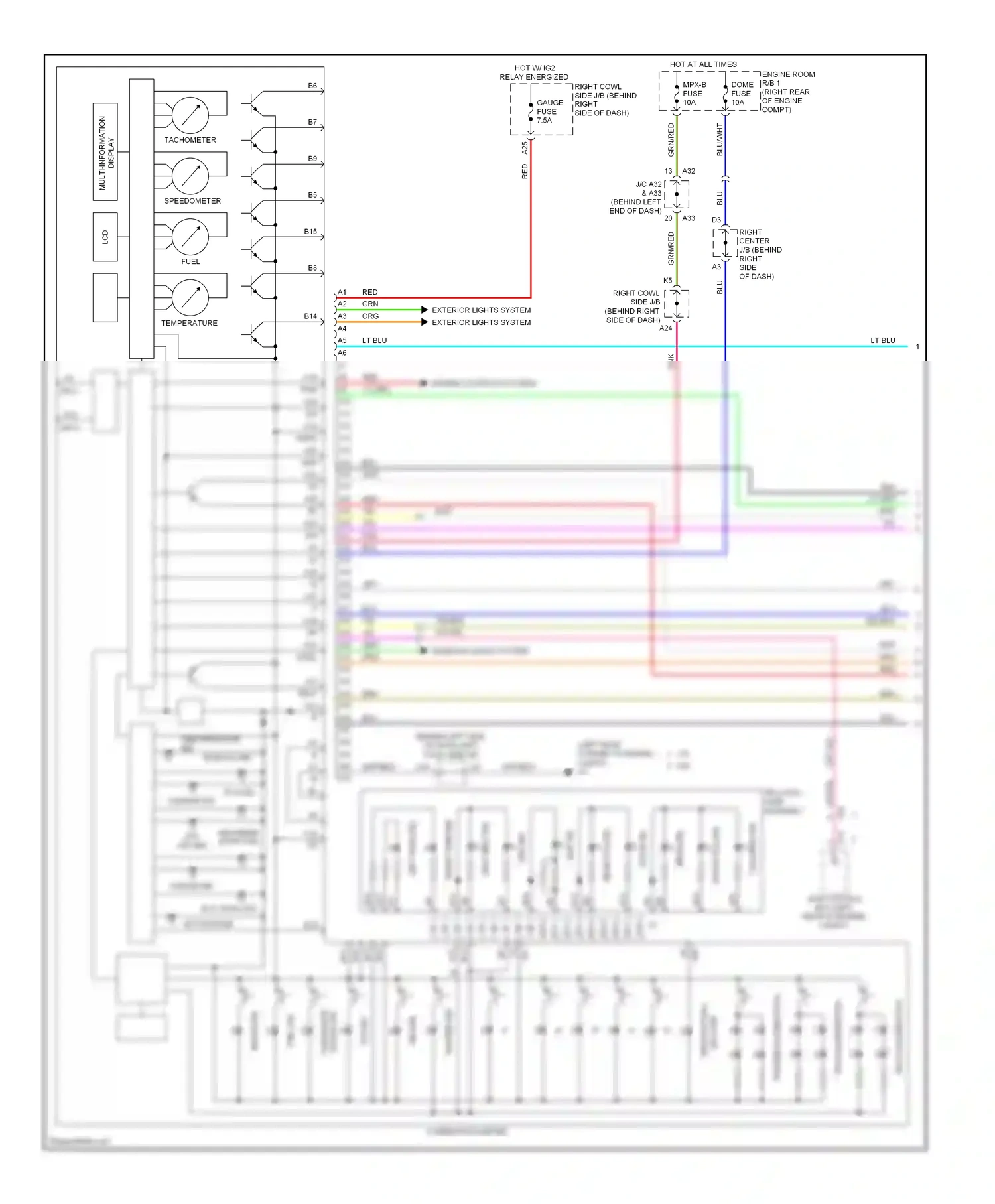 Wiring diagram right cowl side j/b for Lexus GS III facelift (2007-2011) (5 of 7)