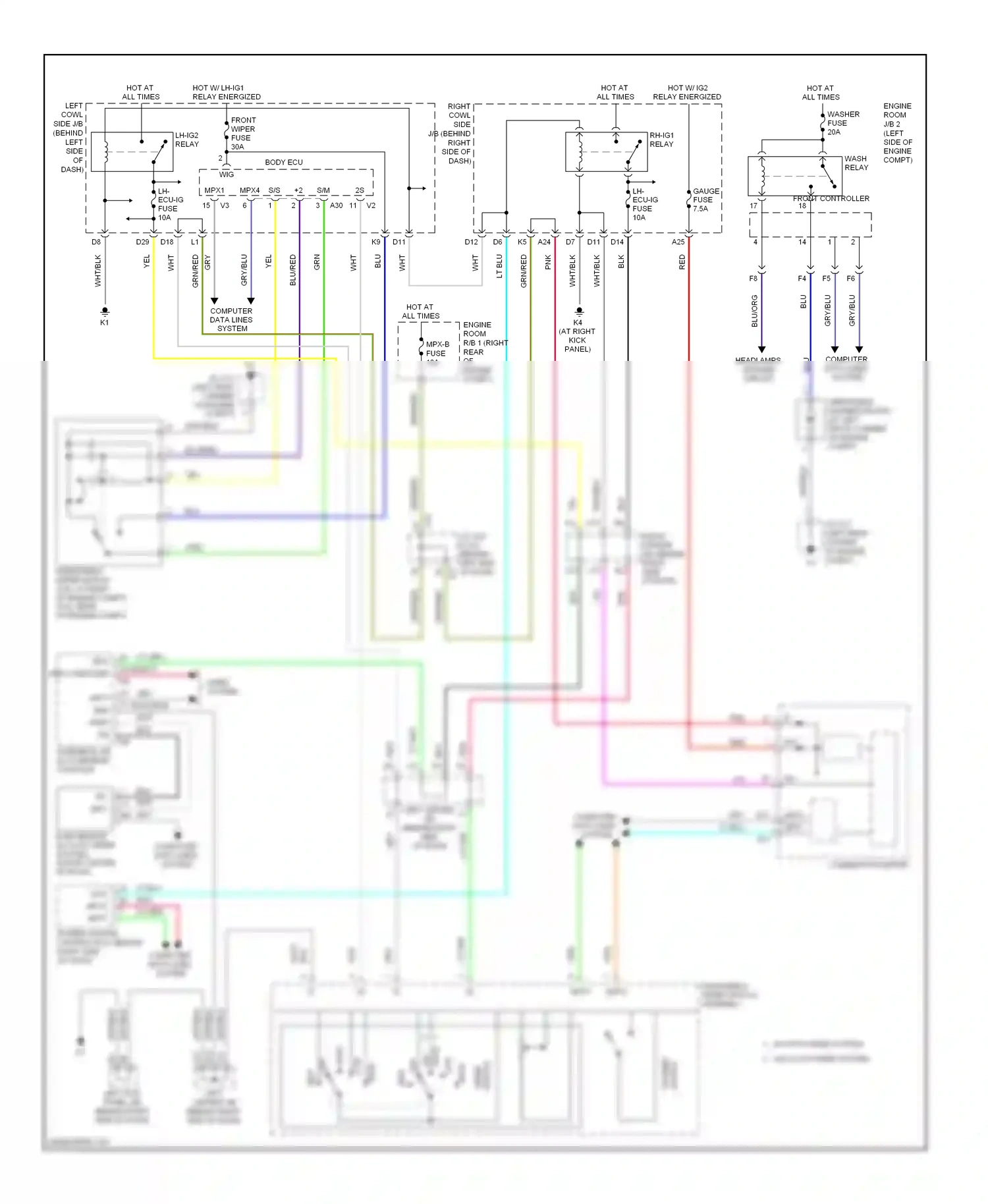Wiring diagram switch washer for Lexus GS III facelift (2007-2011) (1 of 1)