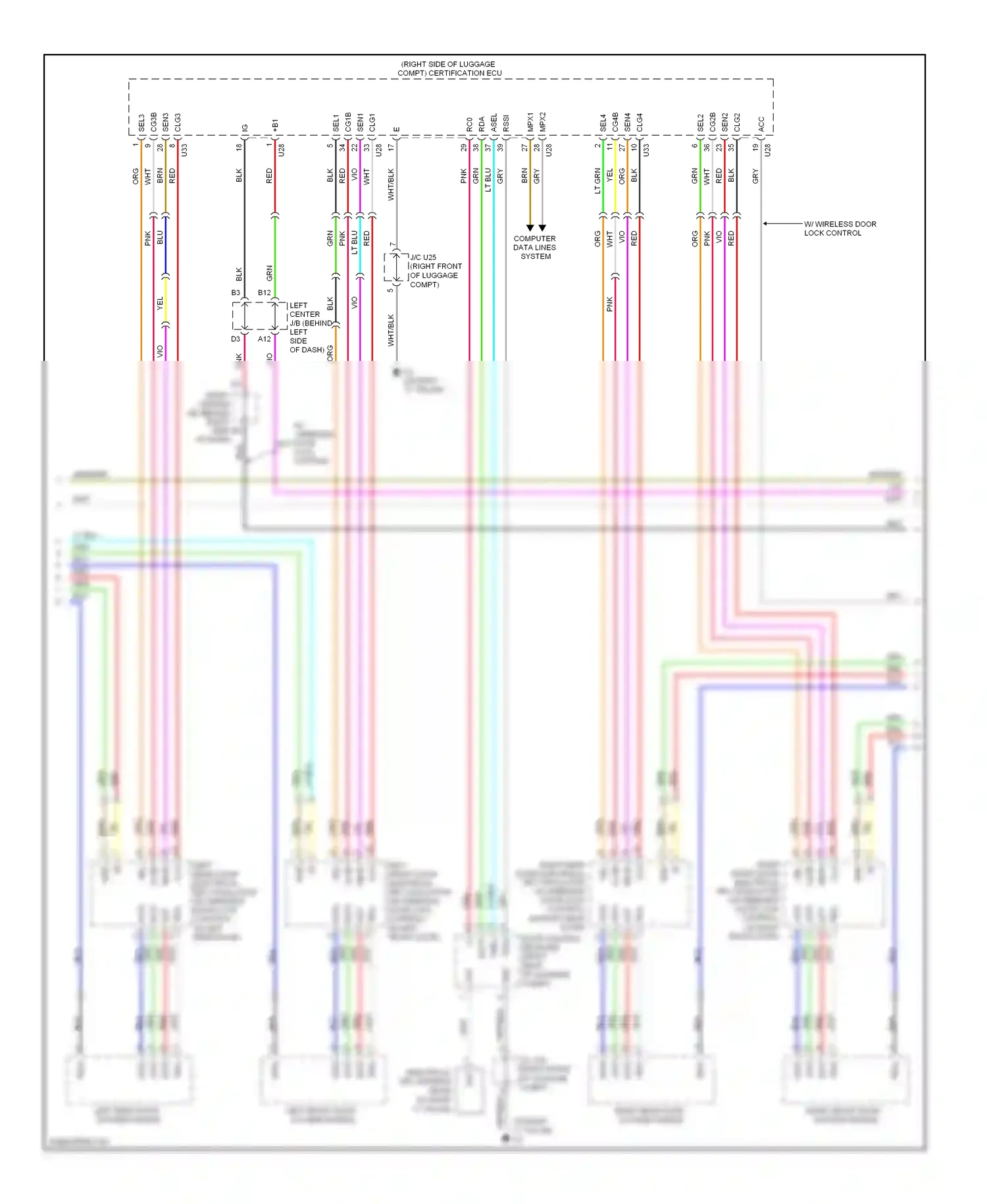 Wiring diagram w/ wireless door lock control for Lexus GS III facelift (2007-2011) (1 of 3)
