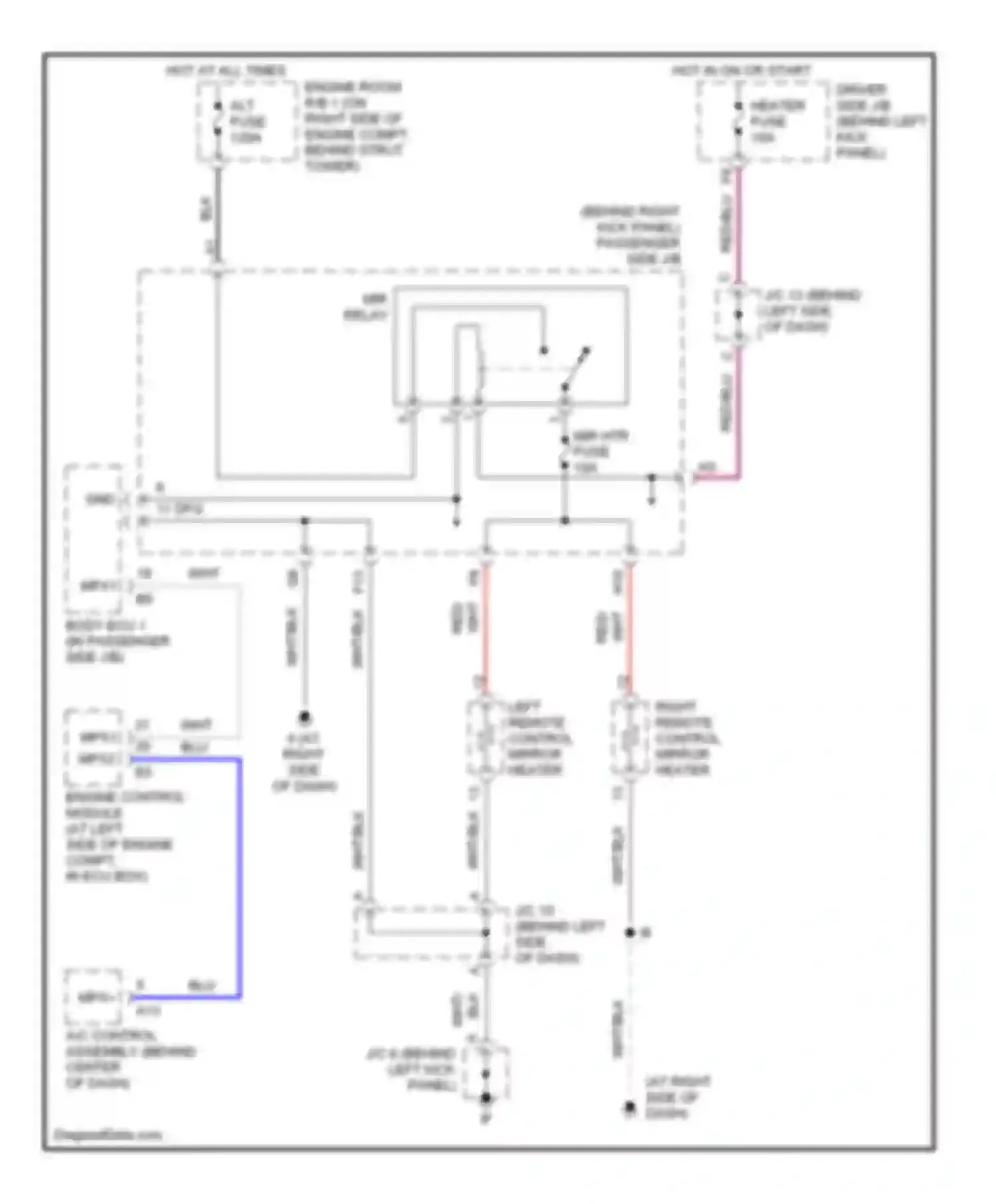 GS Lexus III (2004-2007): Heated mirrors circuit