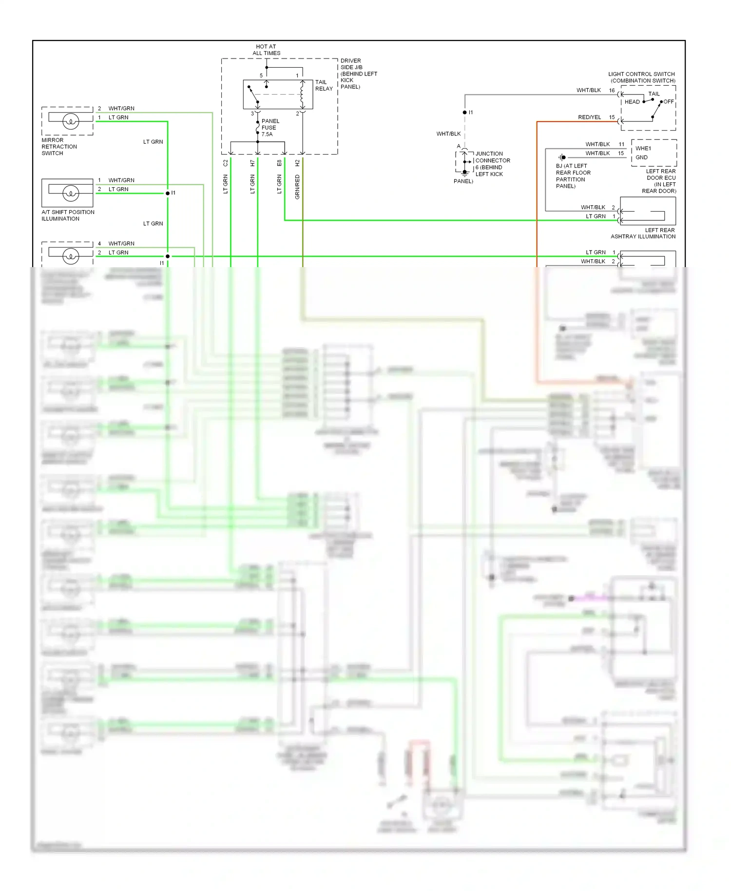 Wiring diagram remote control mirror switch for Lexus GS III (2004-2007) (1 of 3)