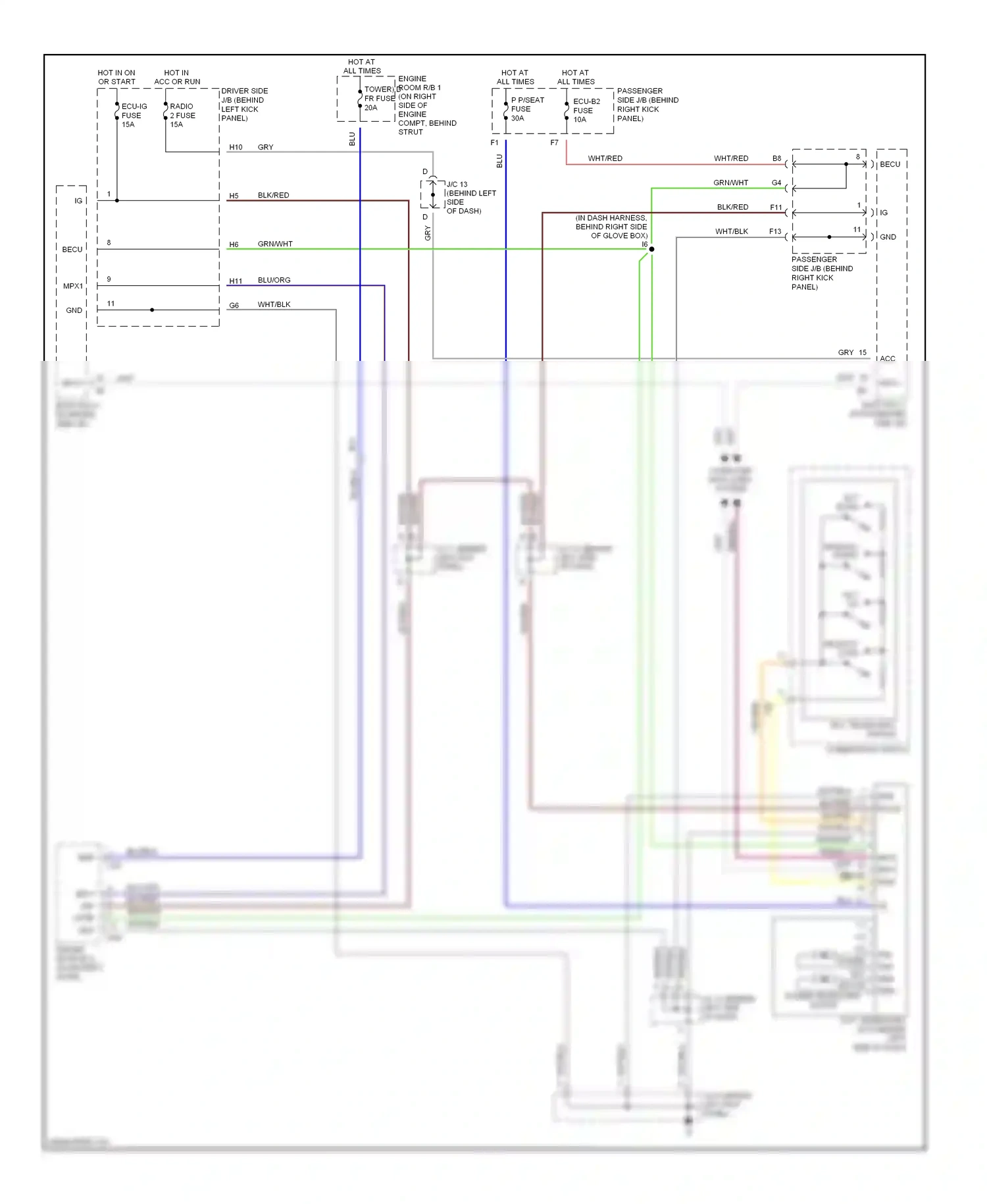 Wiring diagram tilt, telescopic switch for Lexus GS III (2004-2007) (1 of 1)