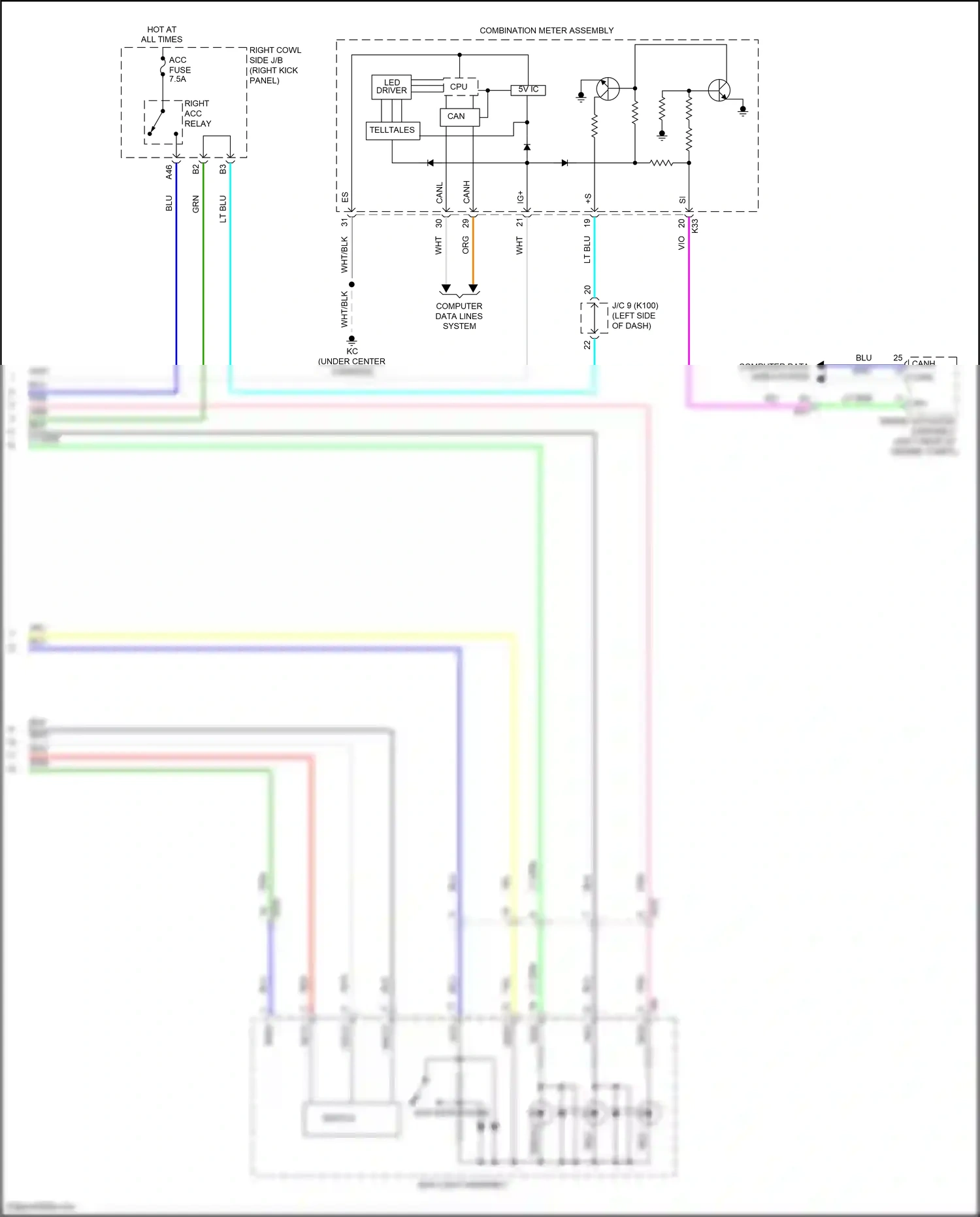 Lexus GS IV facelift (2015-2020) combination meter assembly wiring diagram  (19 of 55)