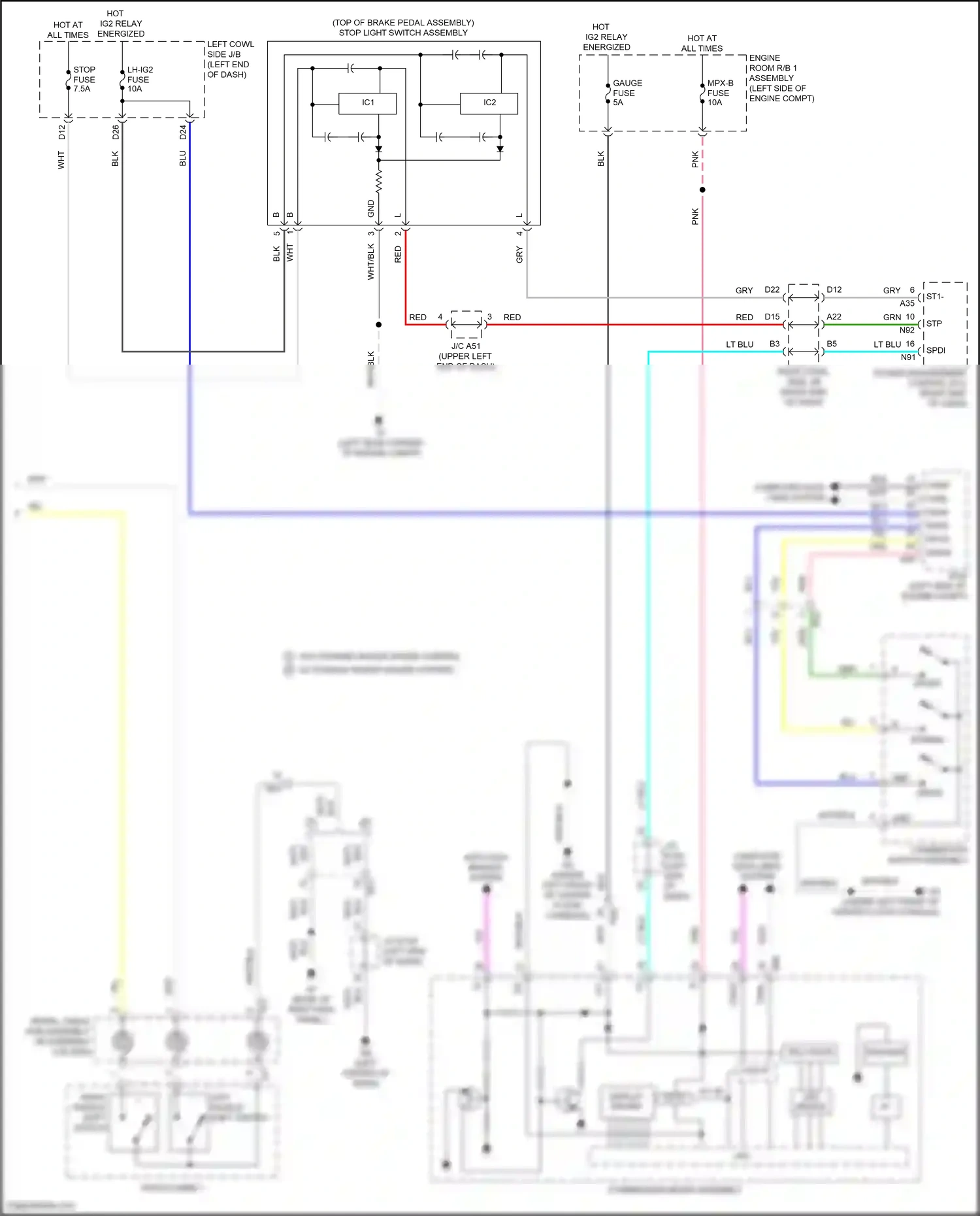 Lexus GS IV facelift (2015-2020) combination switch assembly wiring diagram  (15 of 18)