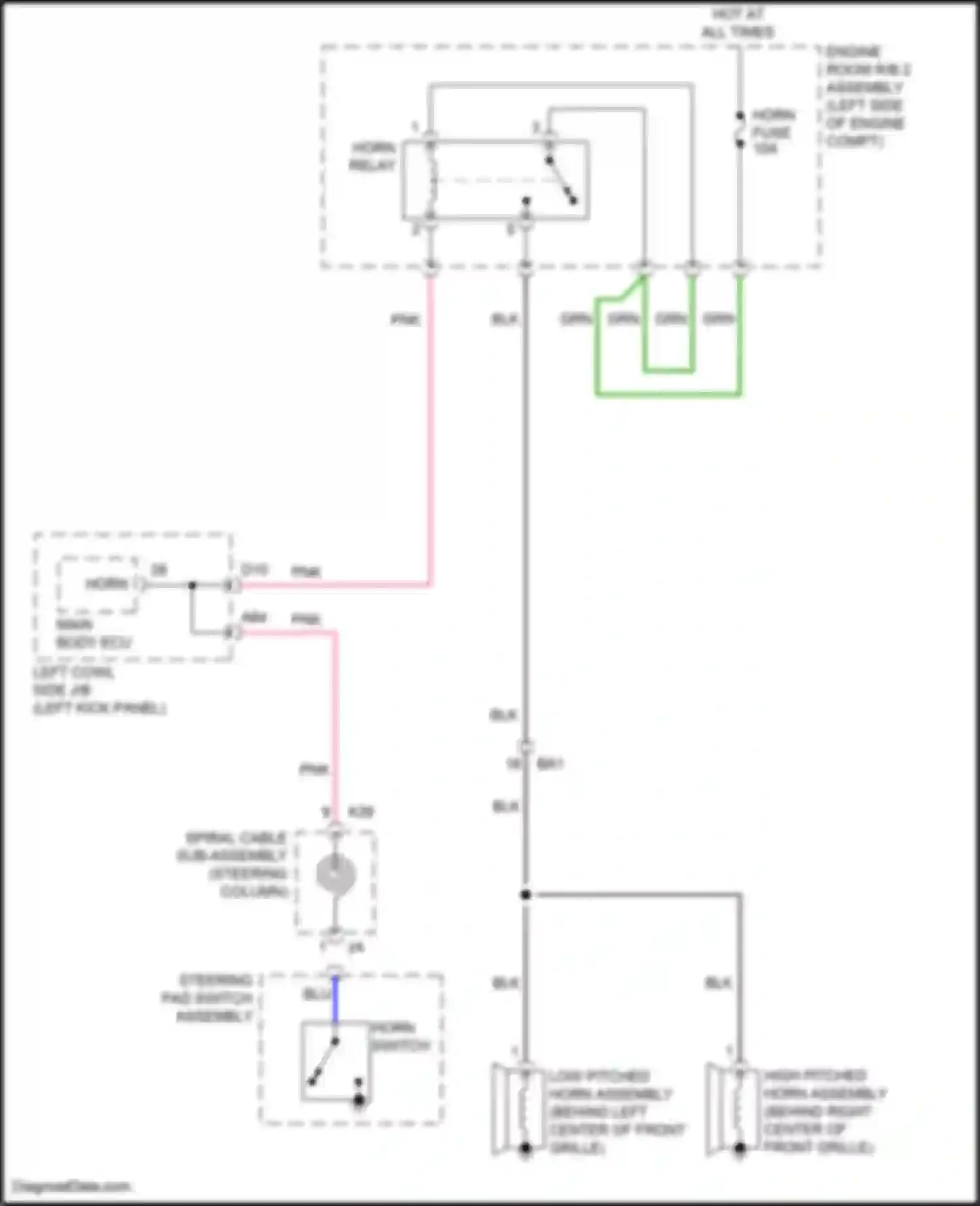 Wiring diagram horn fuse for Lexus GS IV facelift (2015-2020) (1 of 3)