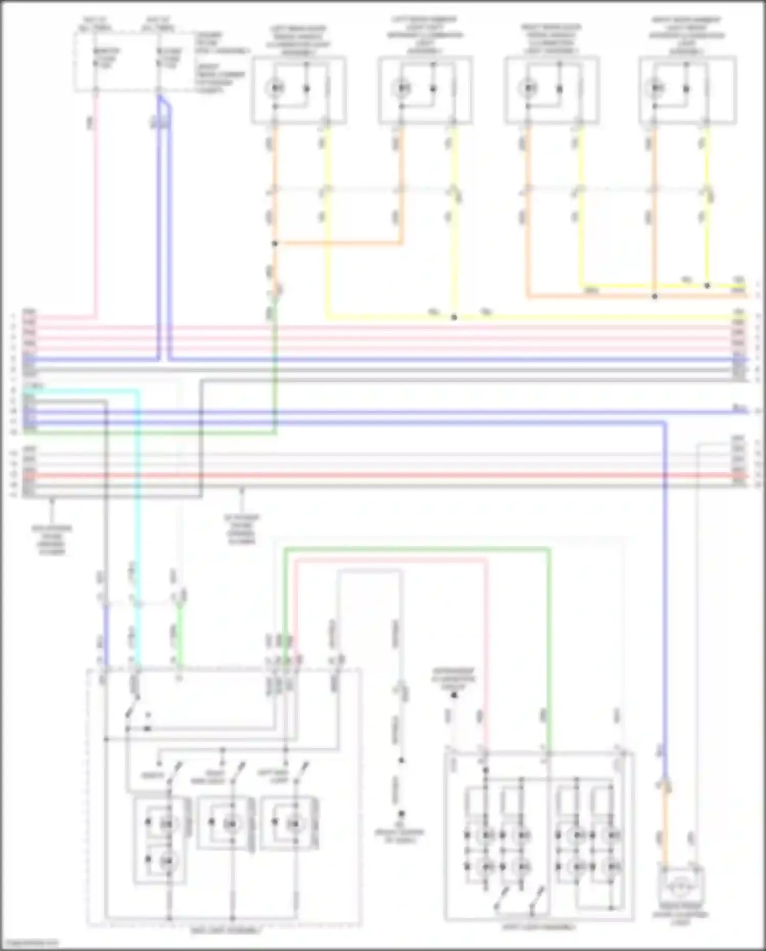 Wiring diagram right outer rear view mirror assembly for Lexus GS IV facelift (2015-2020)
