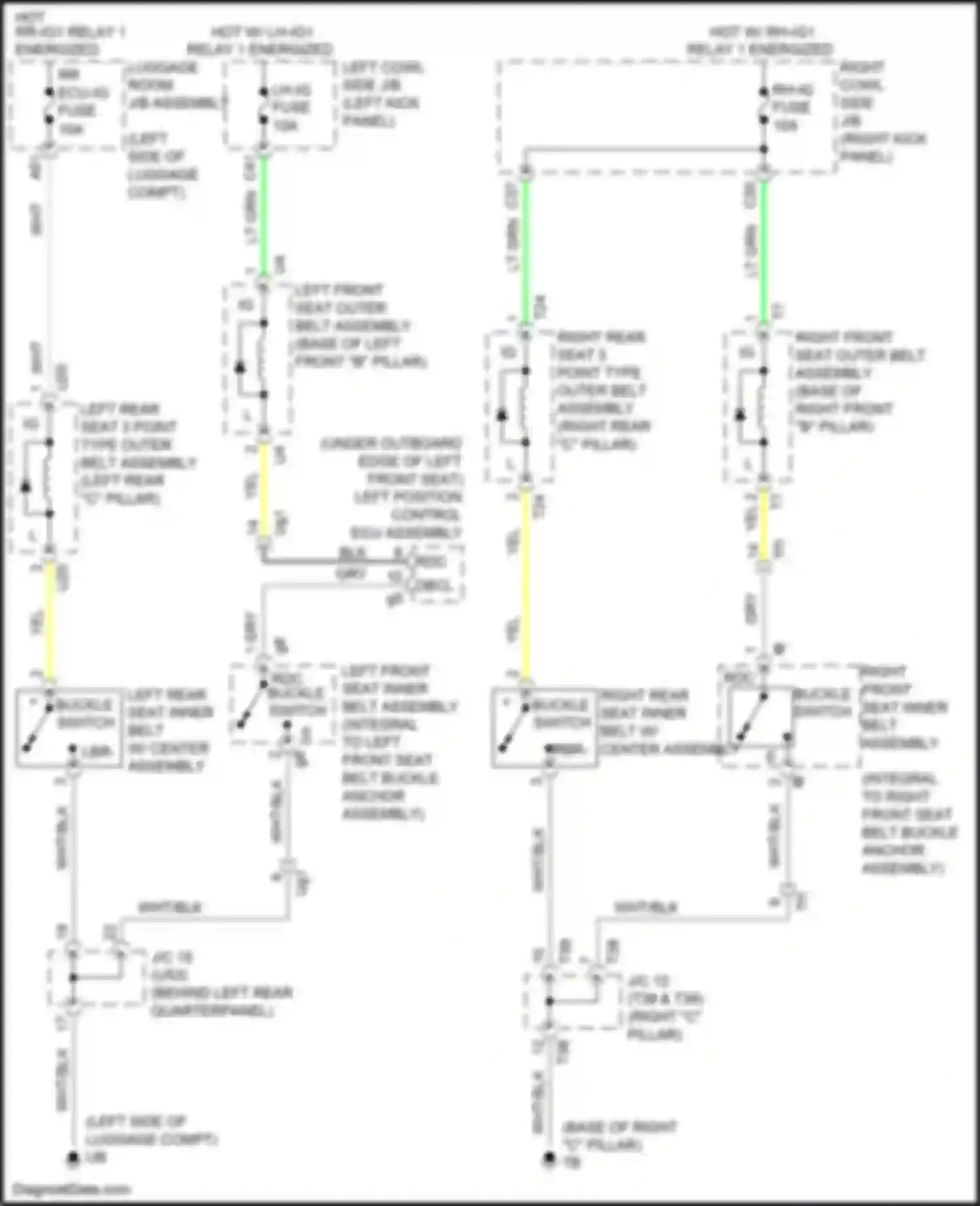 Wiring diagram right rear seat 3 point type outer belt assembly for Lexus GS IV facelift (2015-2020)