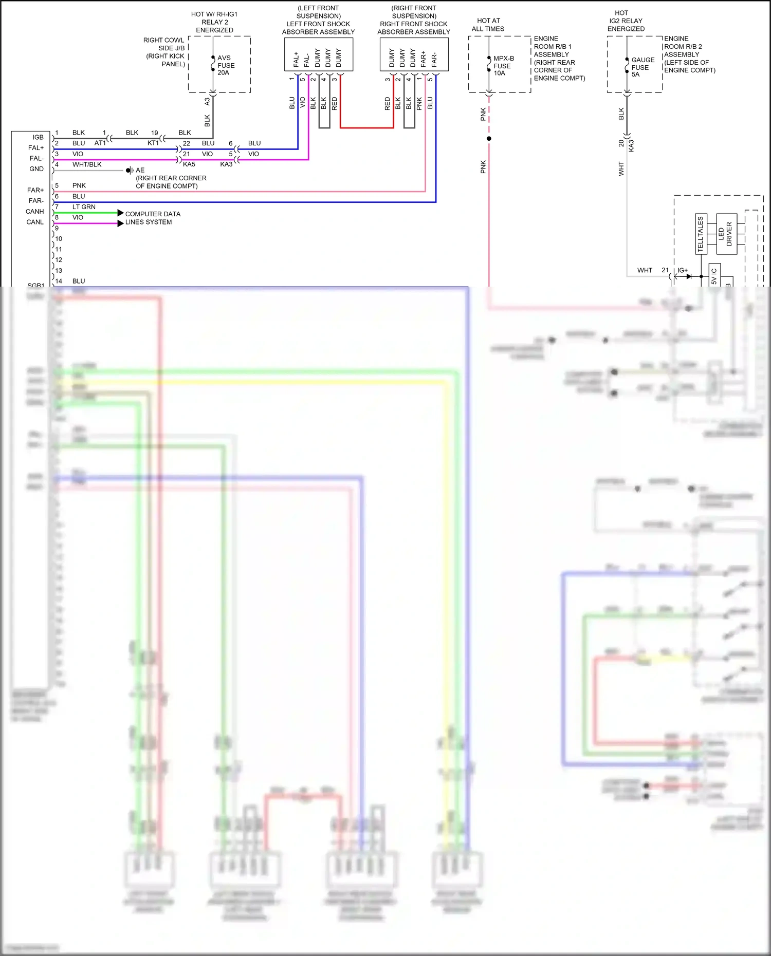 Lexus GS IV facelift (2015-2020) left front acceleration sensor wiring diagram  (1 of 1)