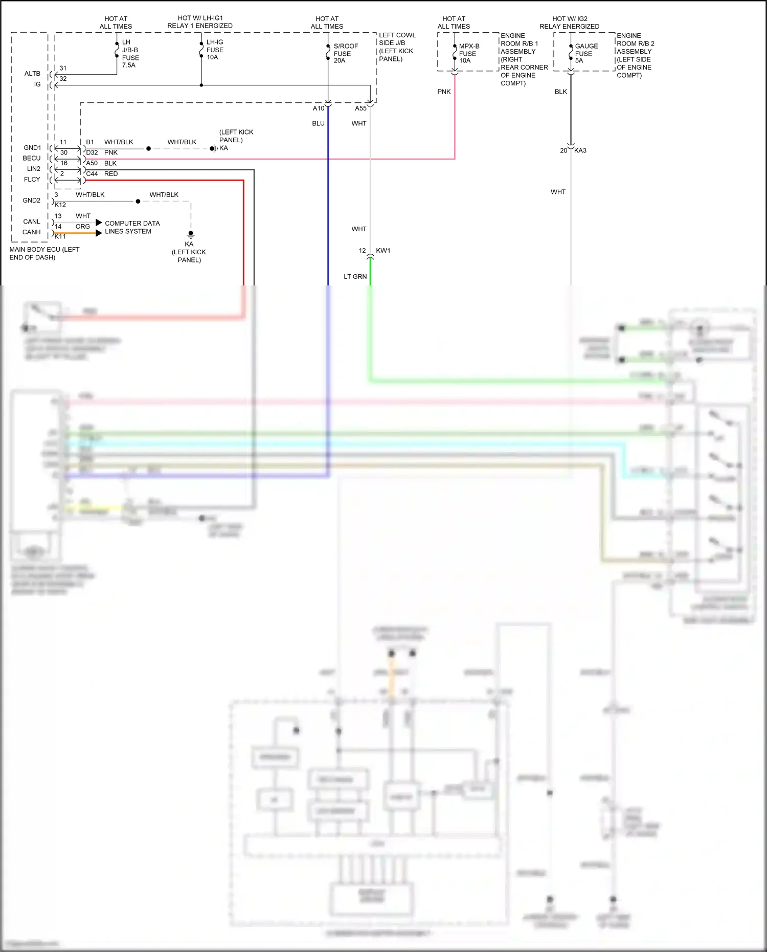 Lexus GS IV facelift (2015-2020) left front door courtesy light switch assembly wiring diagram  (6 of 7)