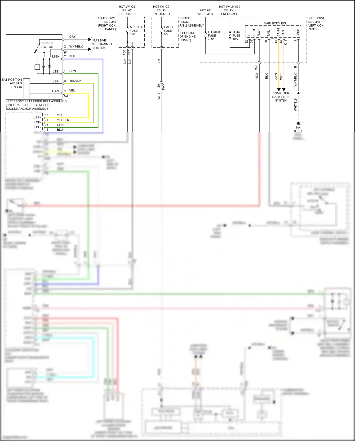Lexus GS IV facelift (2015-2020) left front occupant classification sensor wiring diagram  (1 of 2)