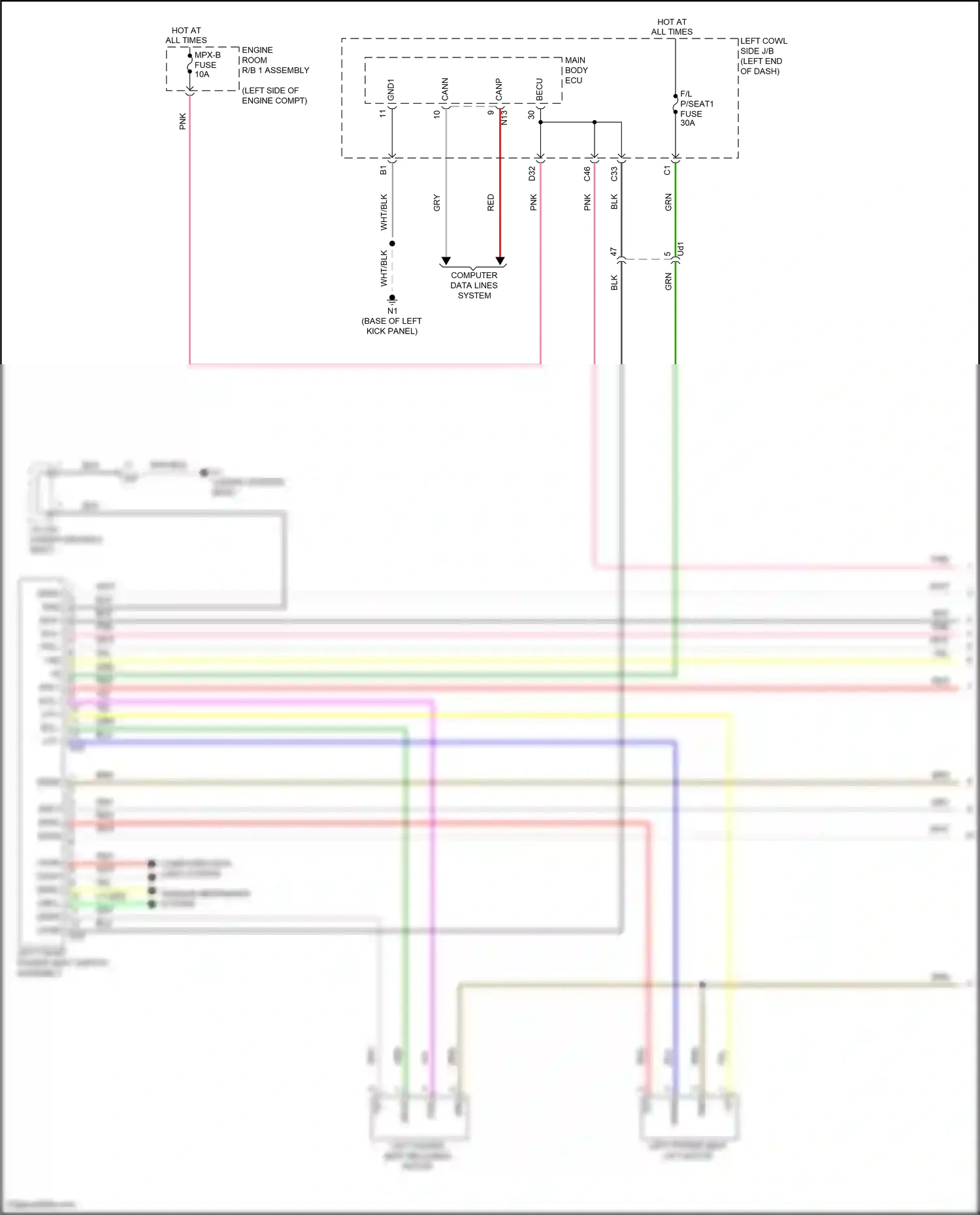 Lexus GS IV facelift (2015-2020) left front power seat switch assembly wiring diagram  (1 of 5)