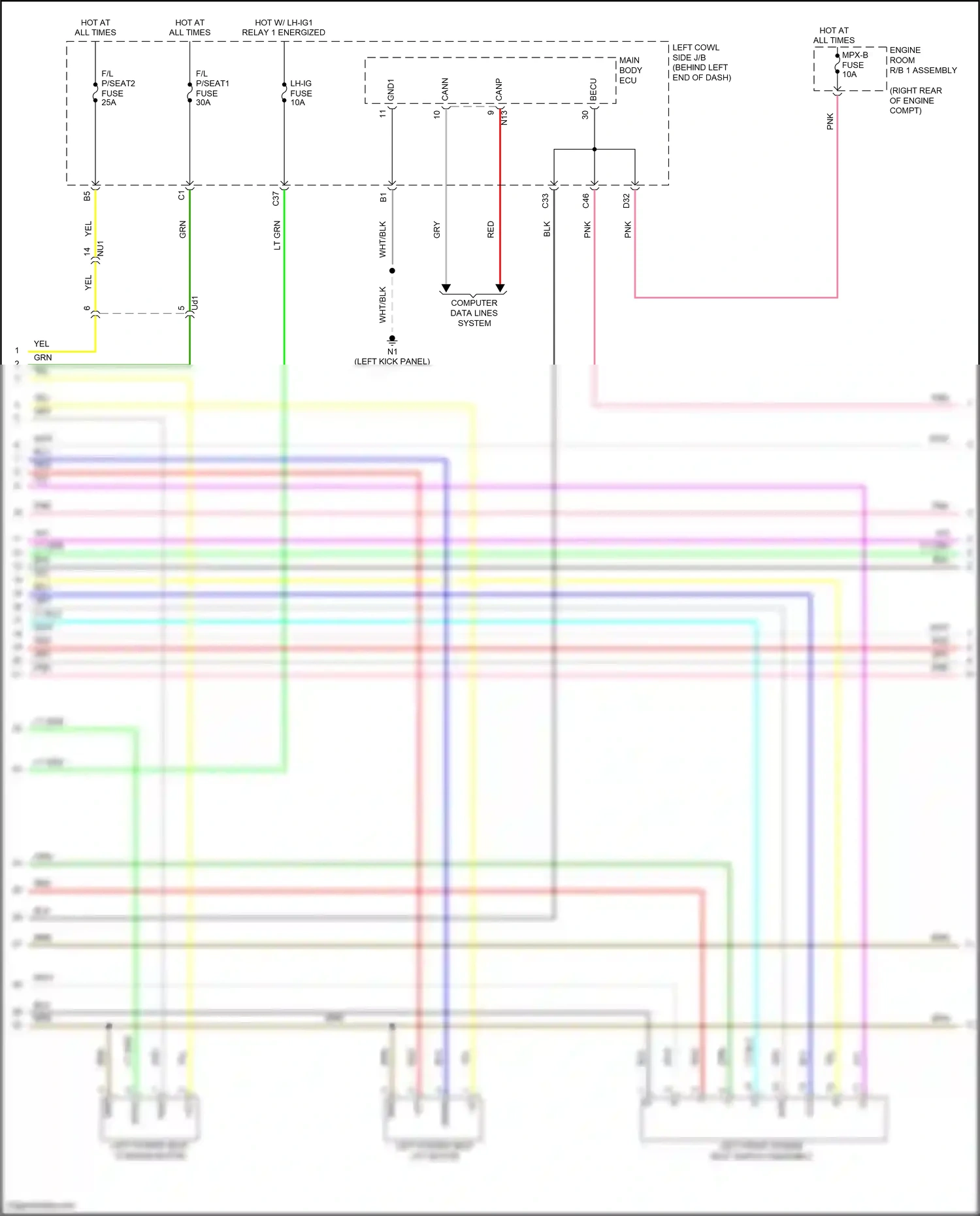 Lexus GS IV facelift (2015-2020) left front power seat switch assembly wiring diagram  (2 of 5)