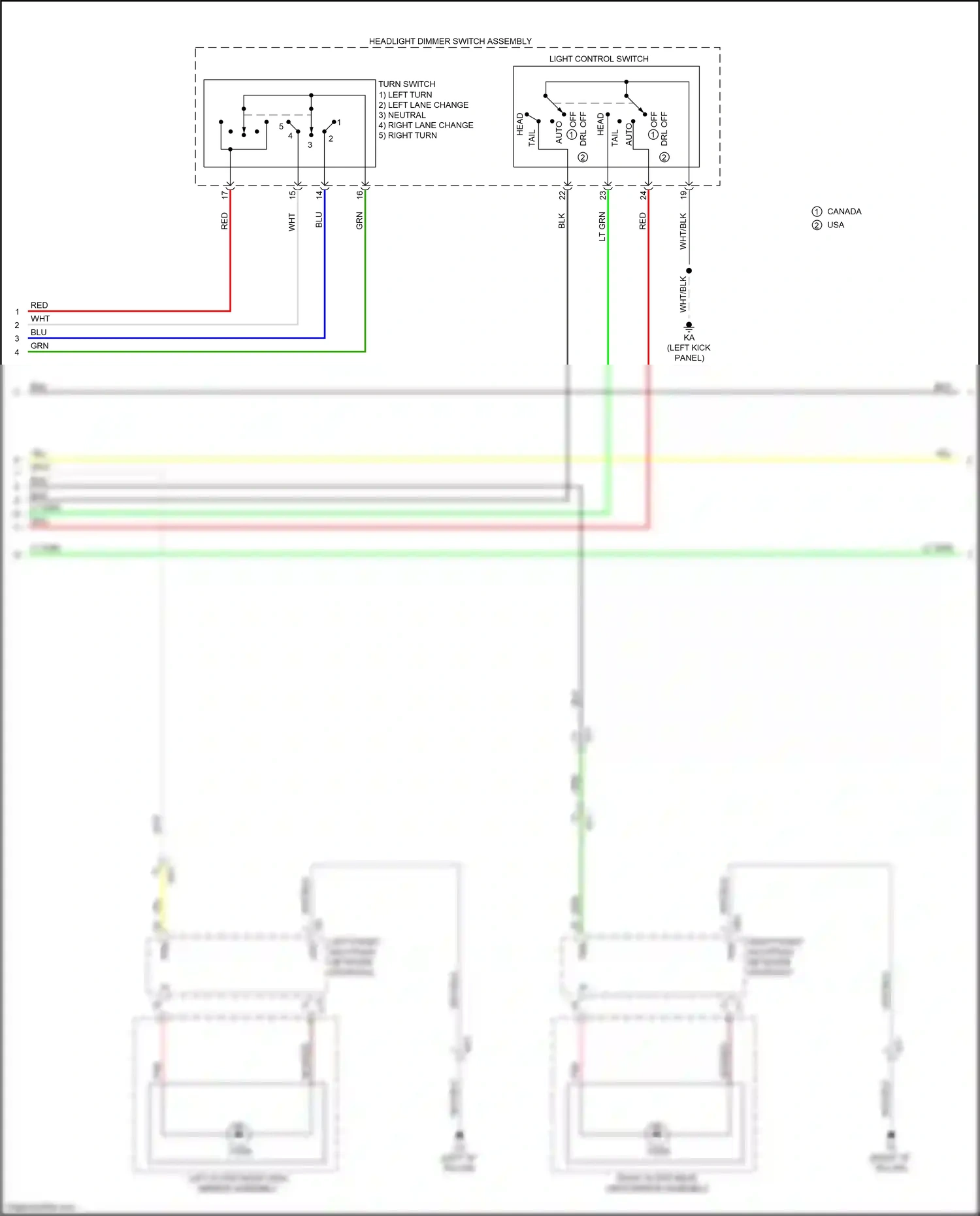 Lexus GS IV facelift (2015-2020) left outer rear view mirror assembly wiring diagram  (4 of 7)