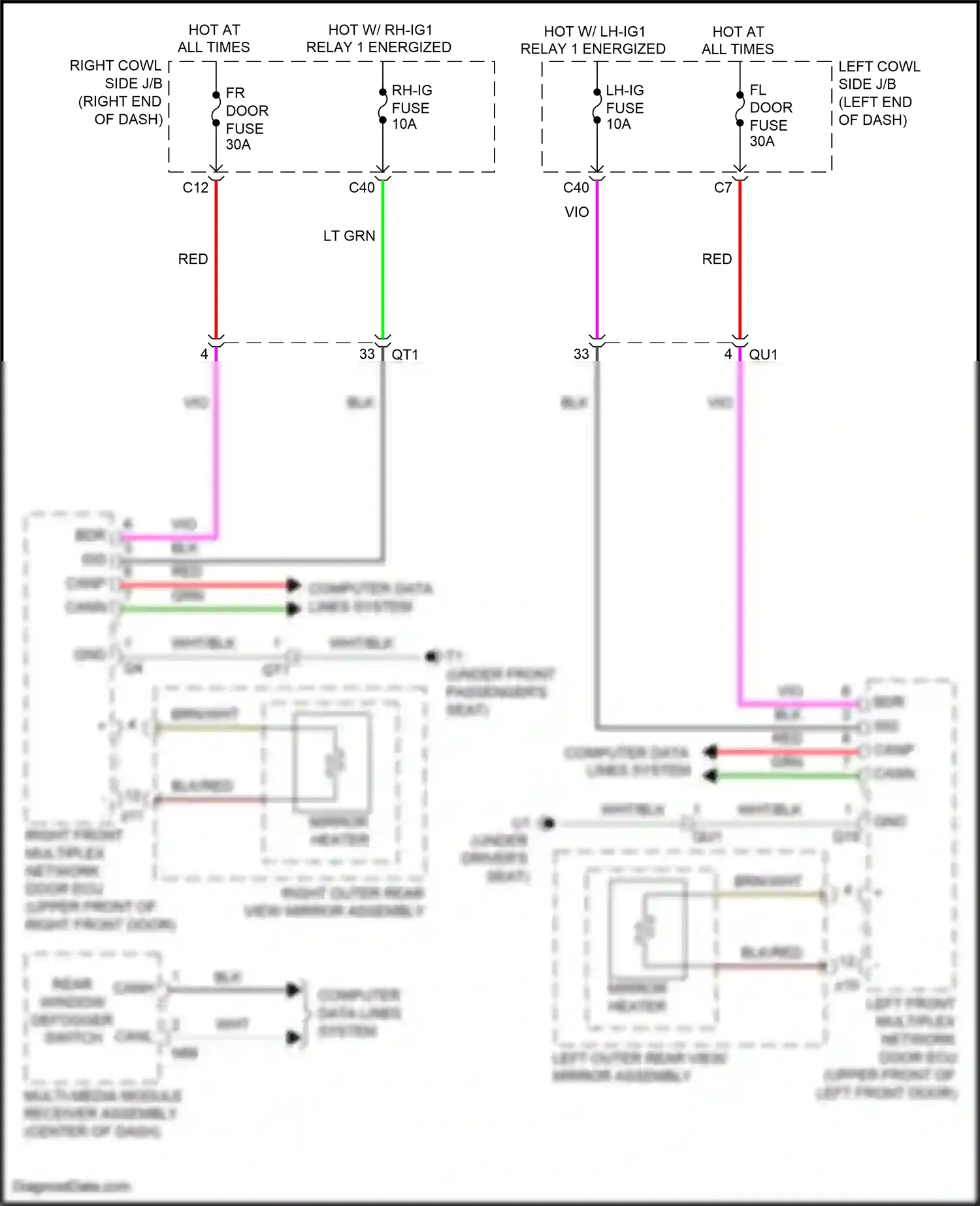 Lexus GS IV facelift (2015-2020) left outer rear view mirror assembly wiring diagram  (5 of 7)