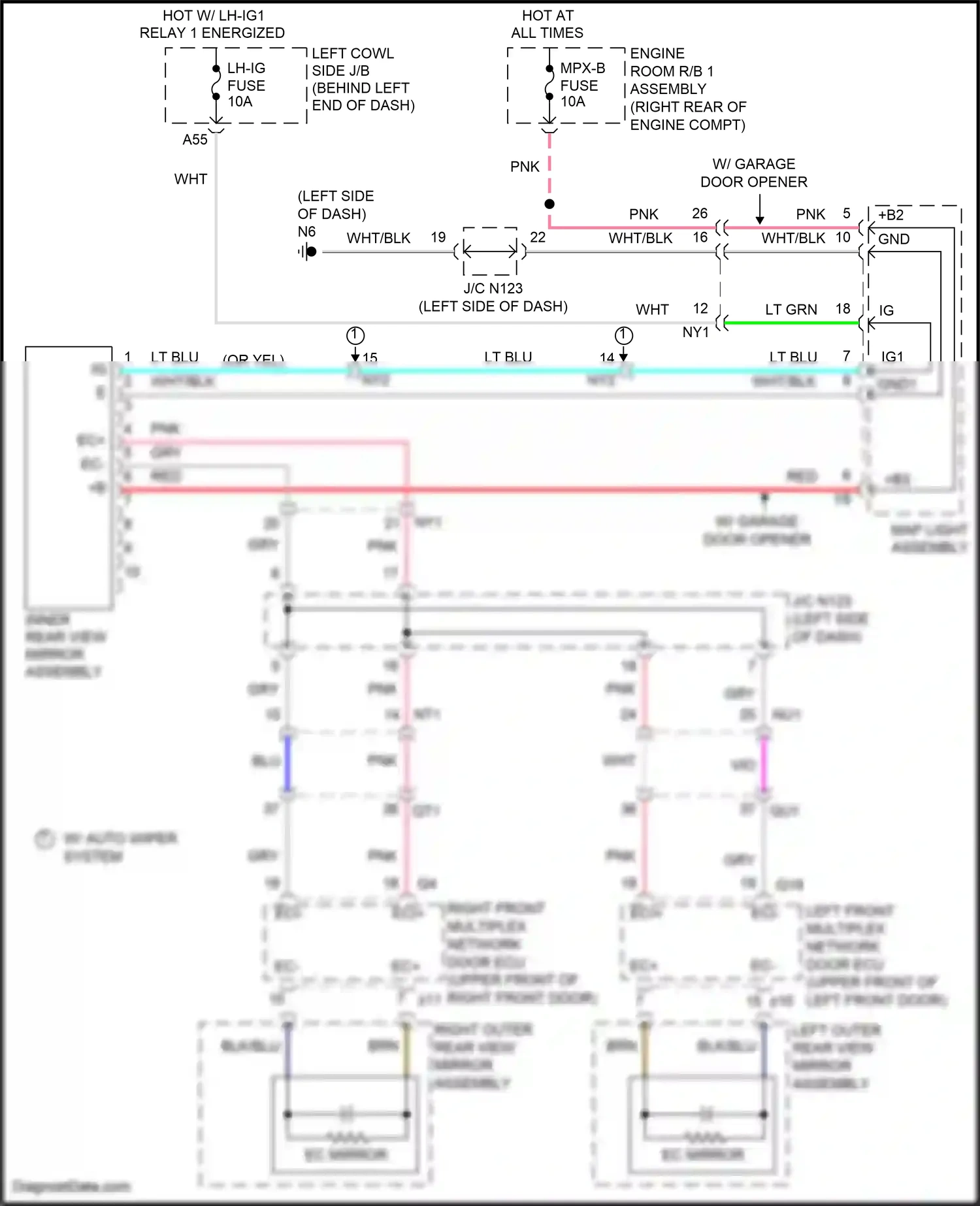 Lexus GS IV facelift (2015-2020) left outer rear view mirror assembly wiring diagram  (3 of 7)