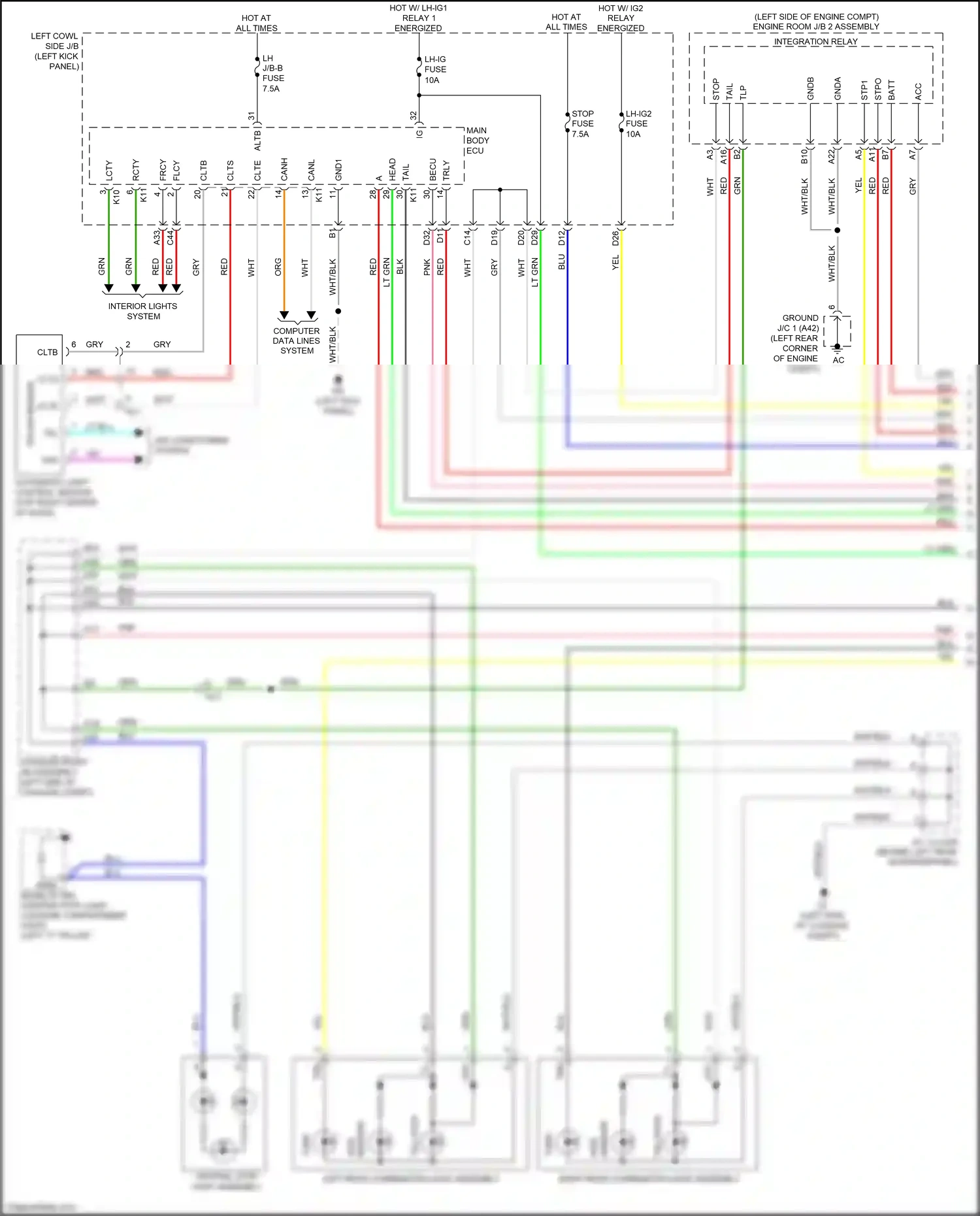 Lexus GS IV facelift (2015-2020) left rear combination light assembly wiring diagram  (1 of 4)