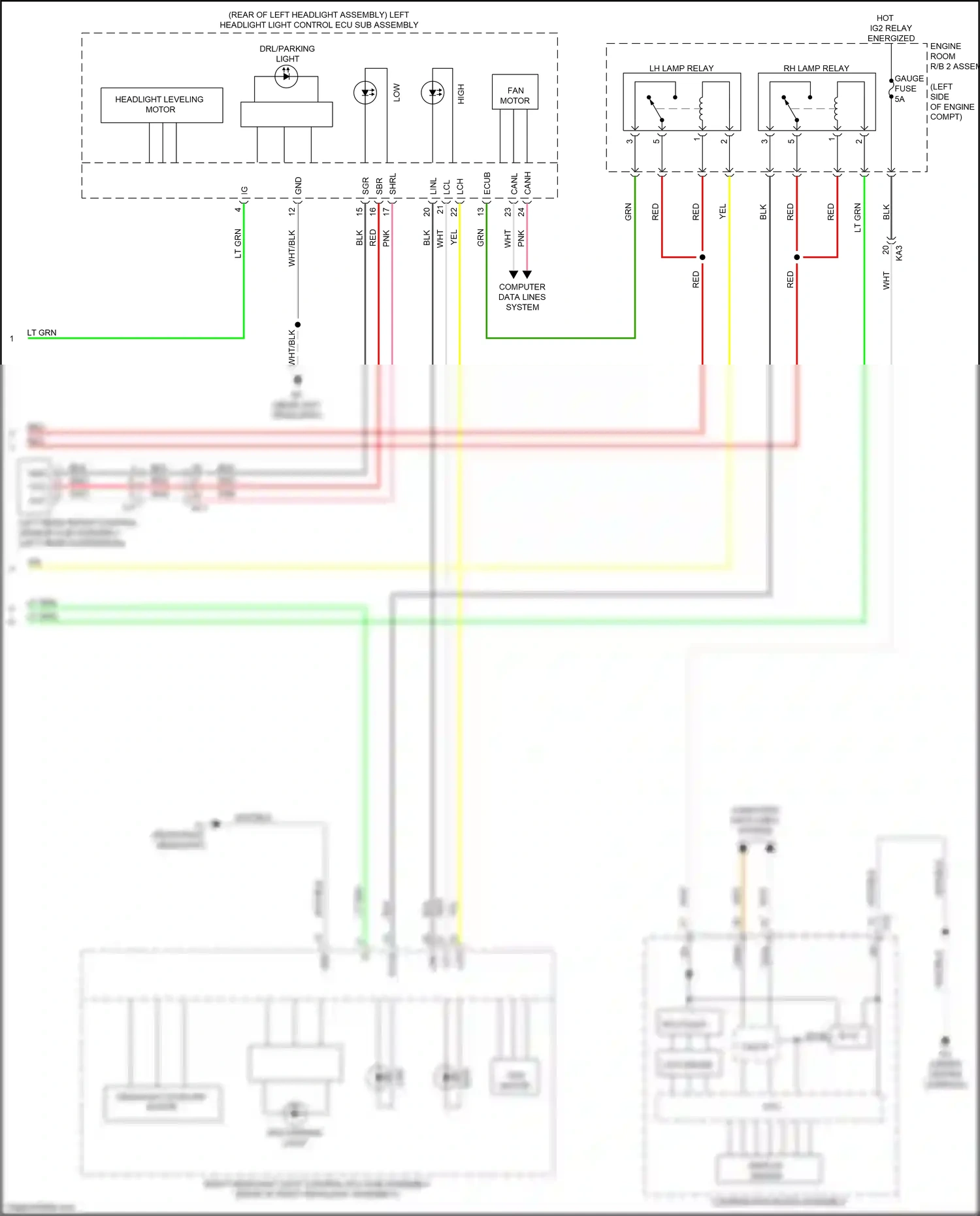 Lexus GS IV facelift (2015-2020) left rear height control sensor sub-assembly wiring diagram  (1 of 1)