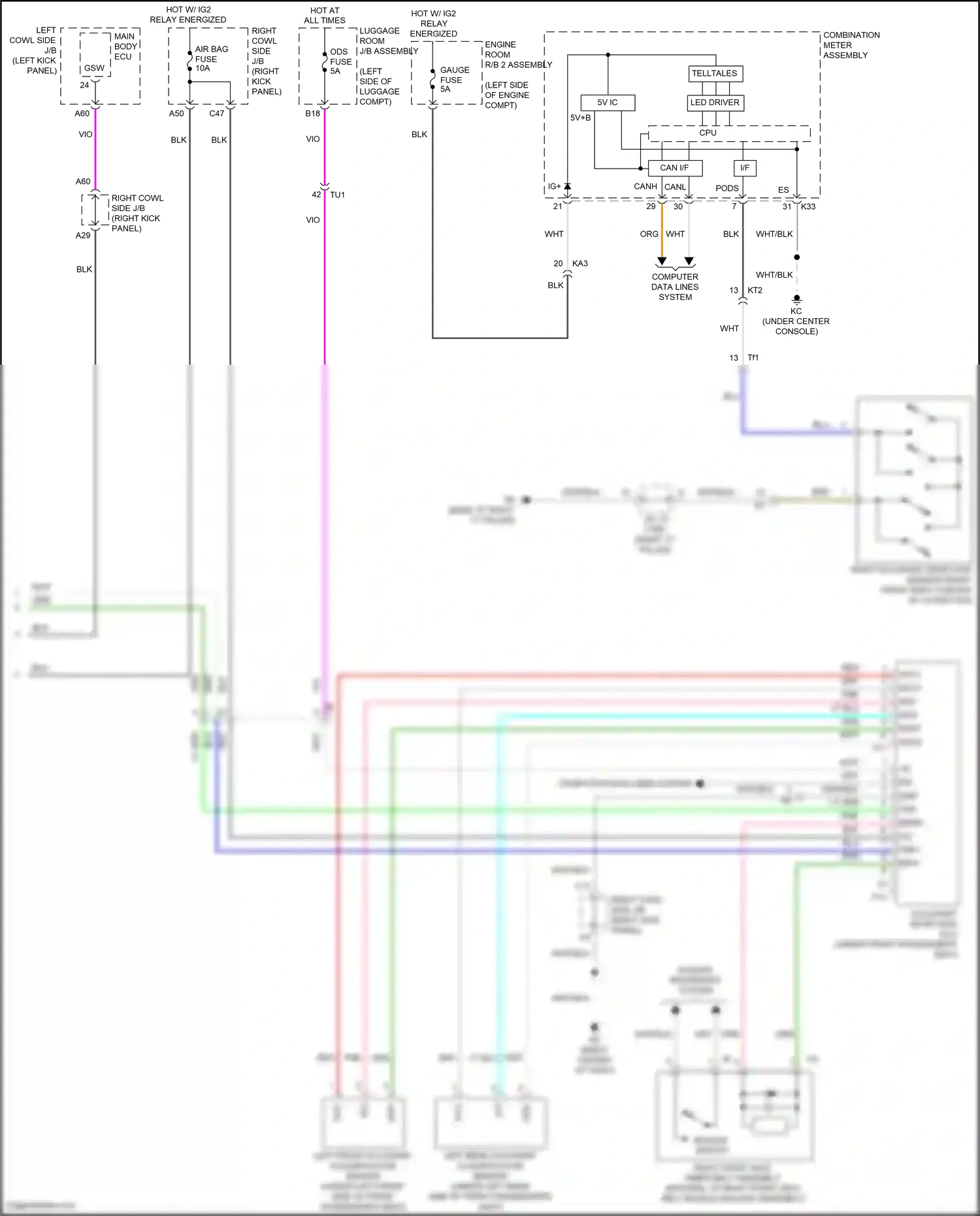 Lexus GS IV facelift (2015-2020) left rear occupant classification sensor wiring diagram  (2 of 2)