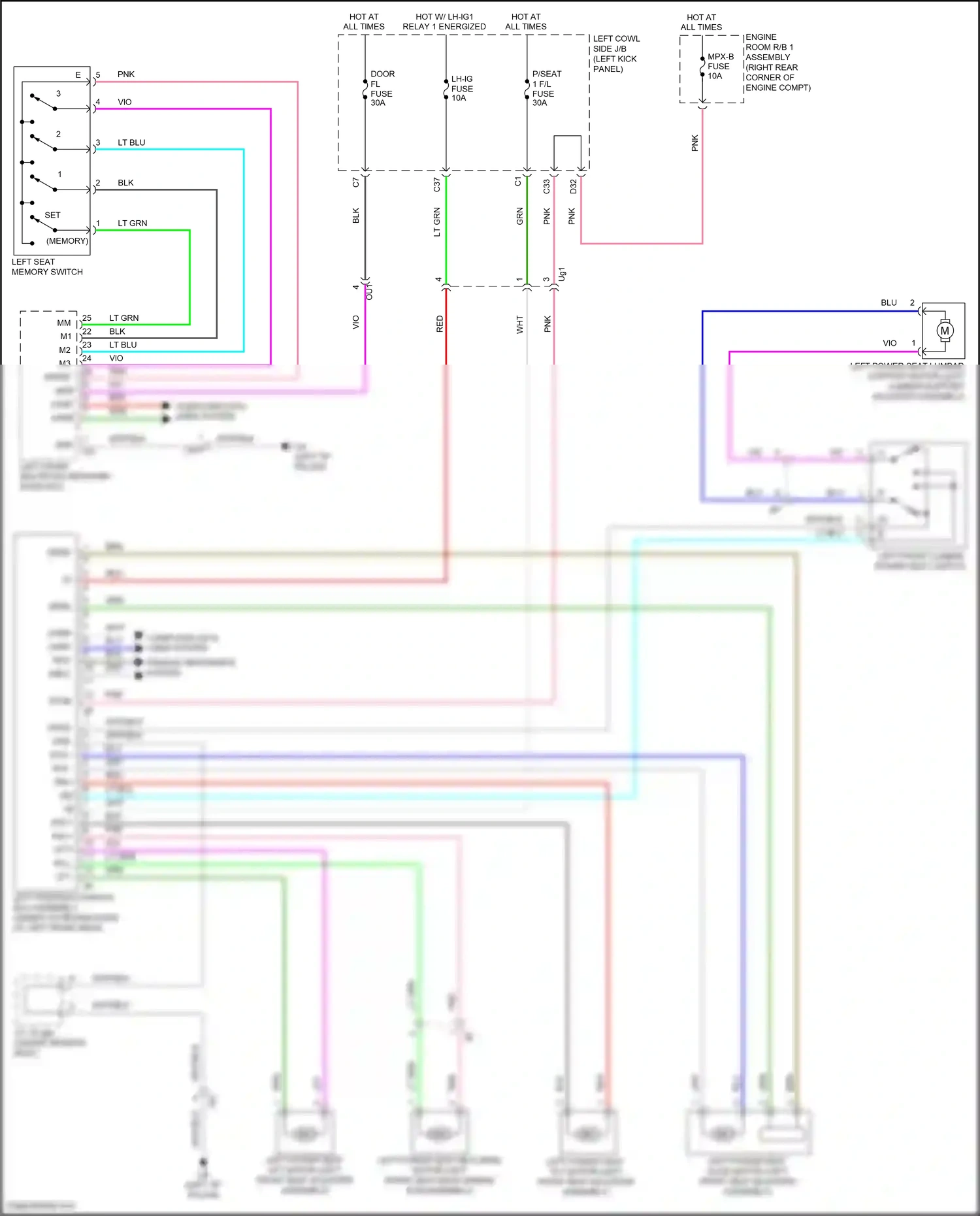 Lexus GS IV facelift (2015-2020) left seat memory switch wiring diagram  (1 of 5)