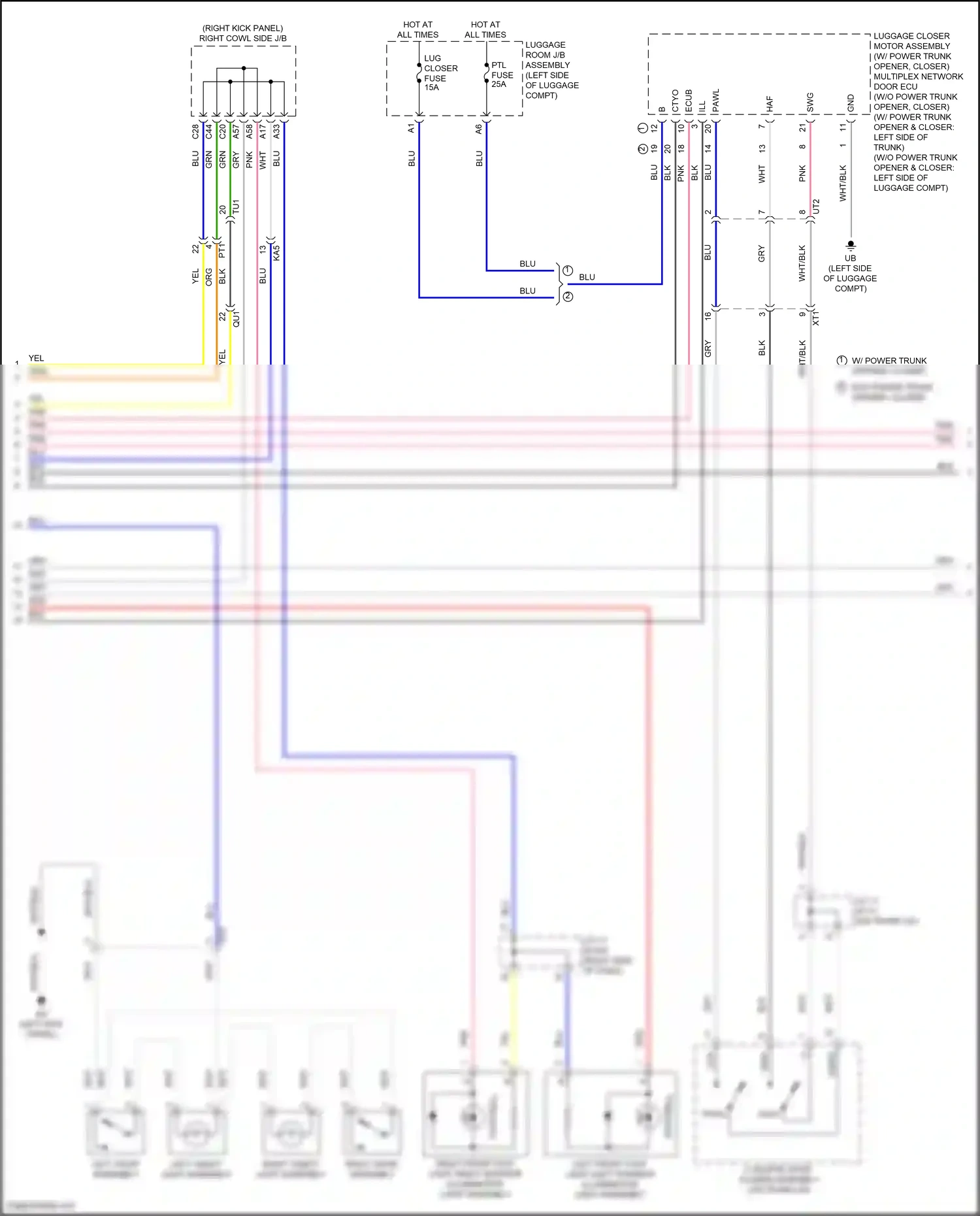 Lexus GS IV facelift (2015-2020) left vanity light assembly wiring diagram  (1 of 1)