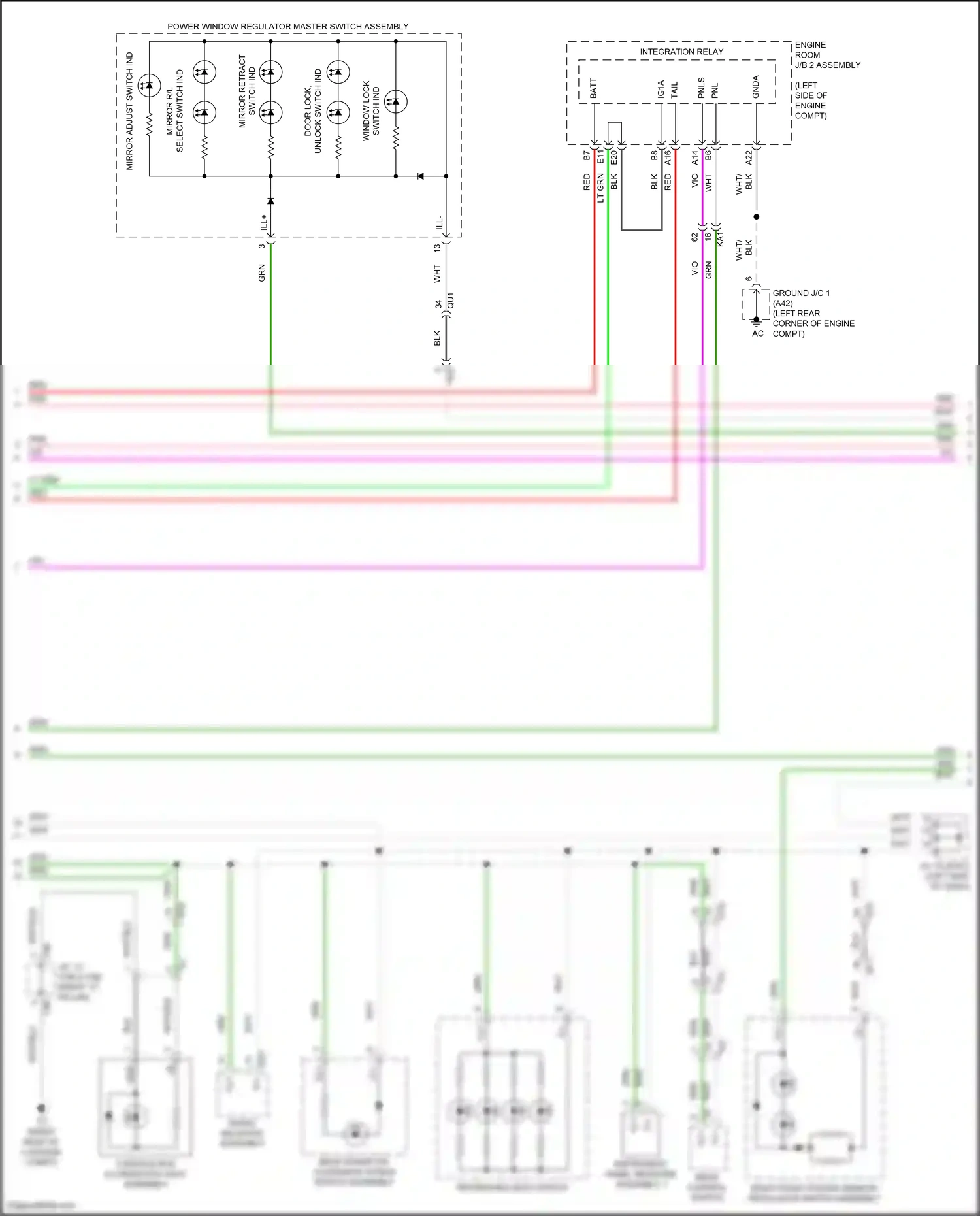 Lexus GS IV facelift (2015-2020) mirror retract wiring diagram  (1 of 1)