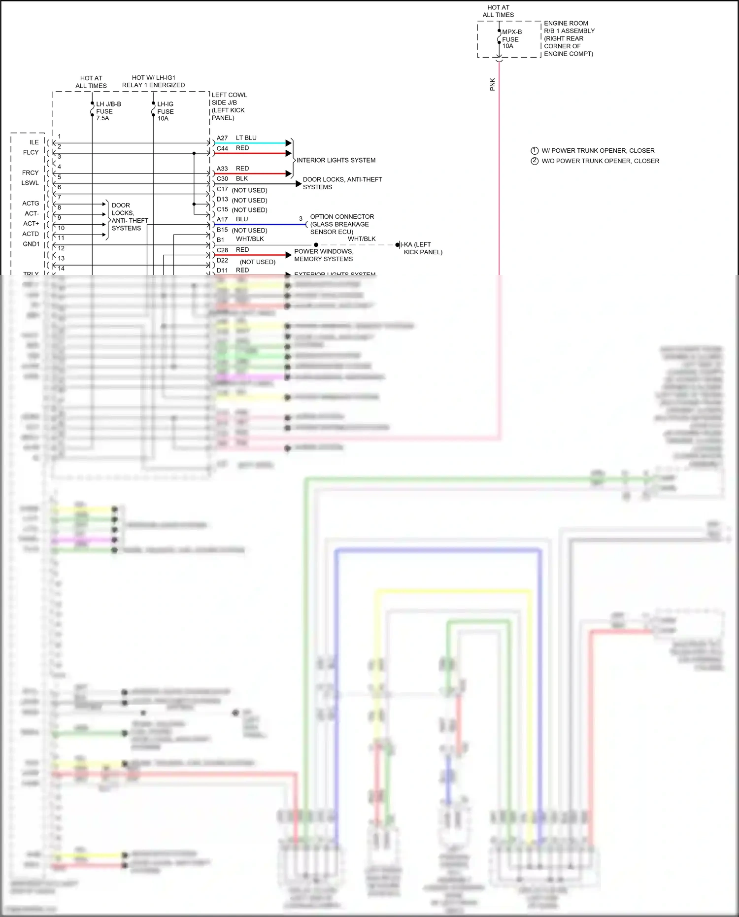 Lexus GS IV facelift (2015-2020) power windows system wiring diagram  (1 of 12)