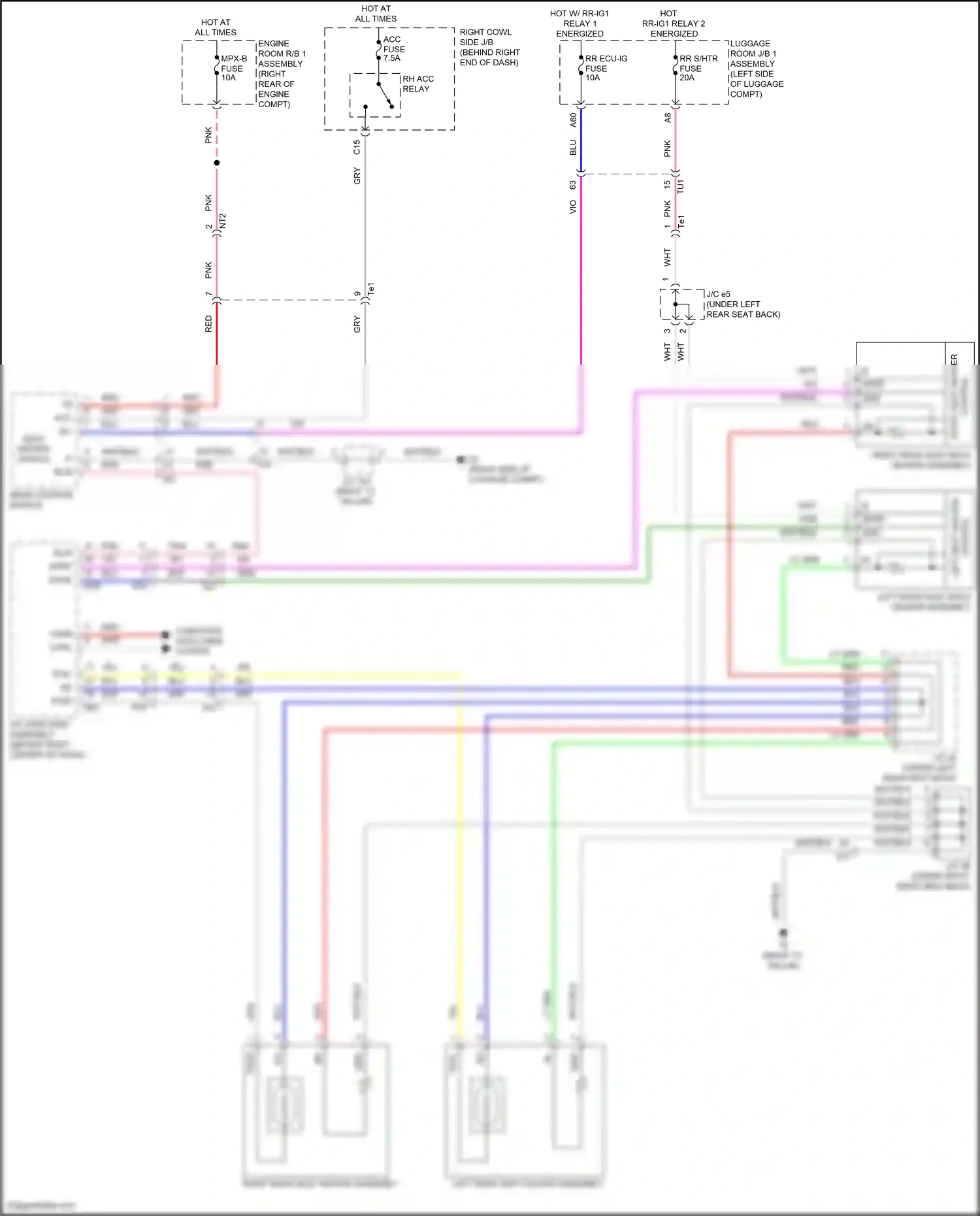 Lexus GS IV facelift (2015-2020) rear control switch wiring diagram  (5 of 13)