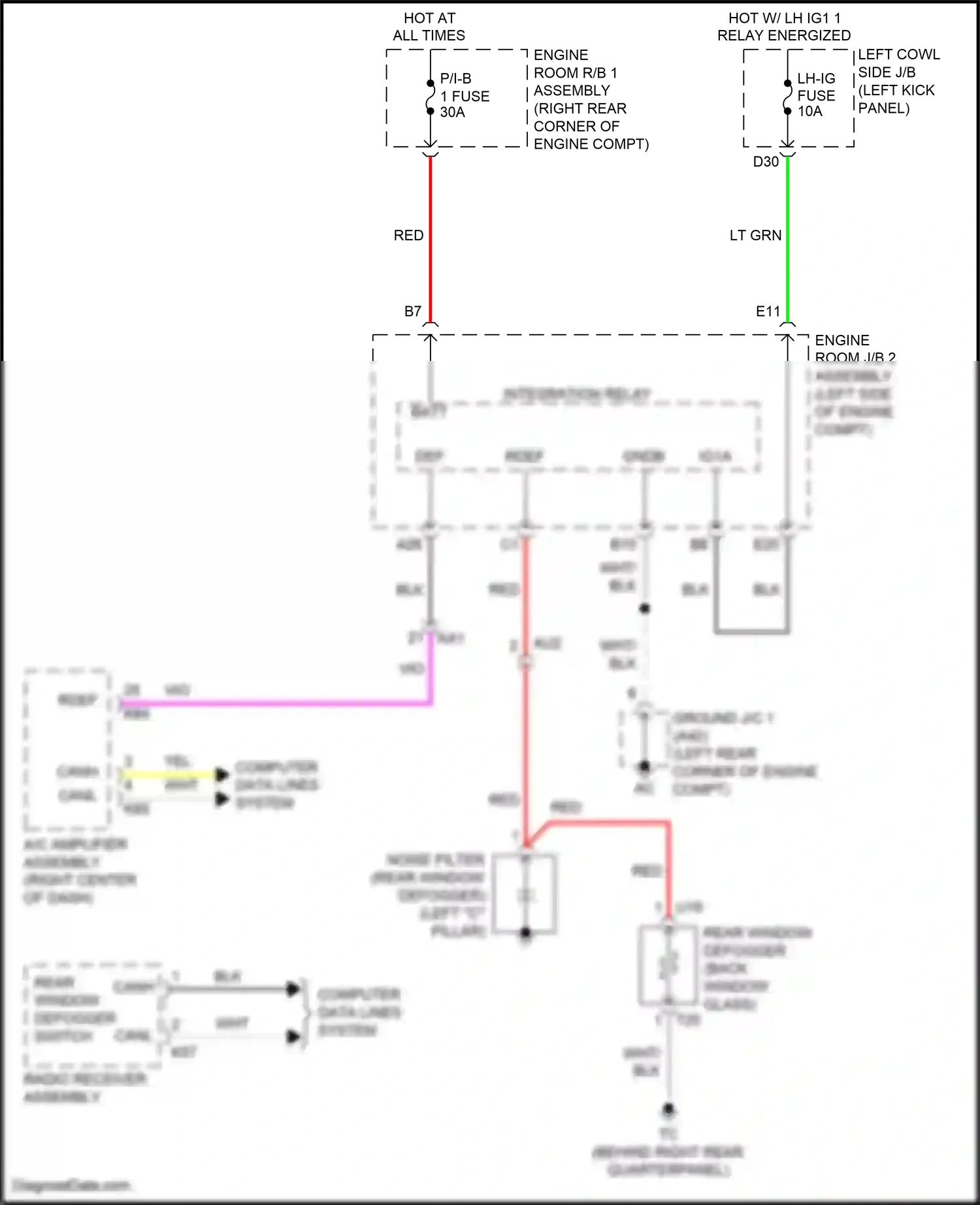 Lexus GS IV facelift (2015-2020) rear window defogger switch wiring diagram  (3 of 3)