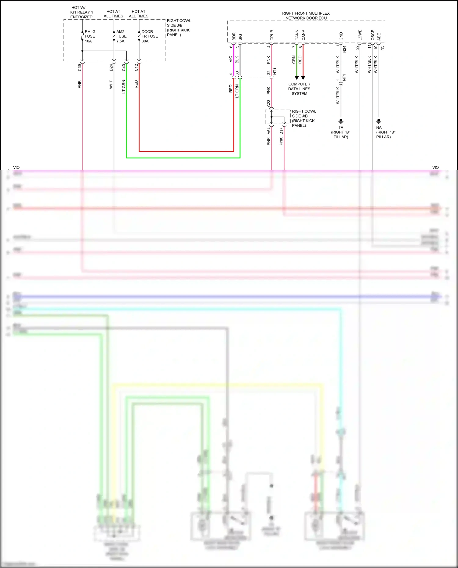 Lexus GS IV facelift (2015-2020) right front multiplex network door ecu wiring diagram  (8 of 22)