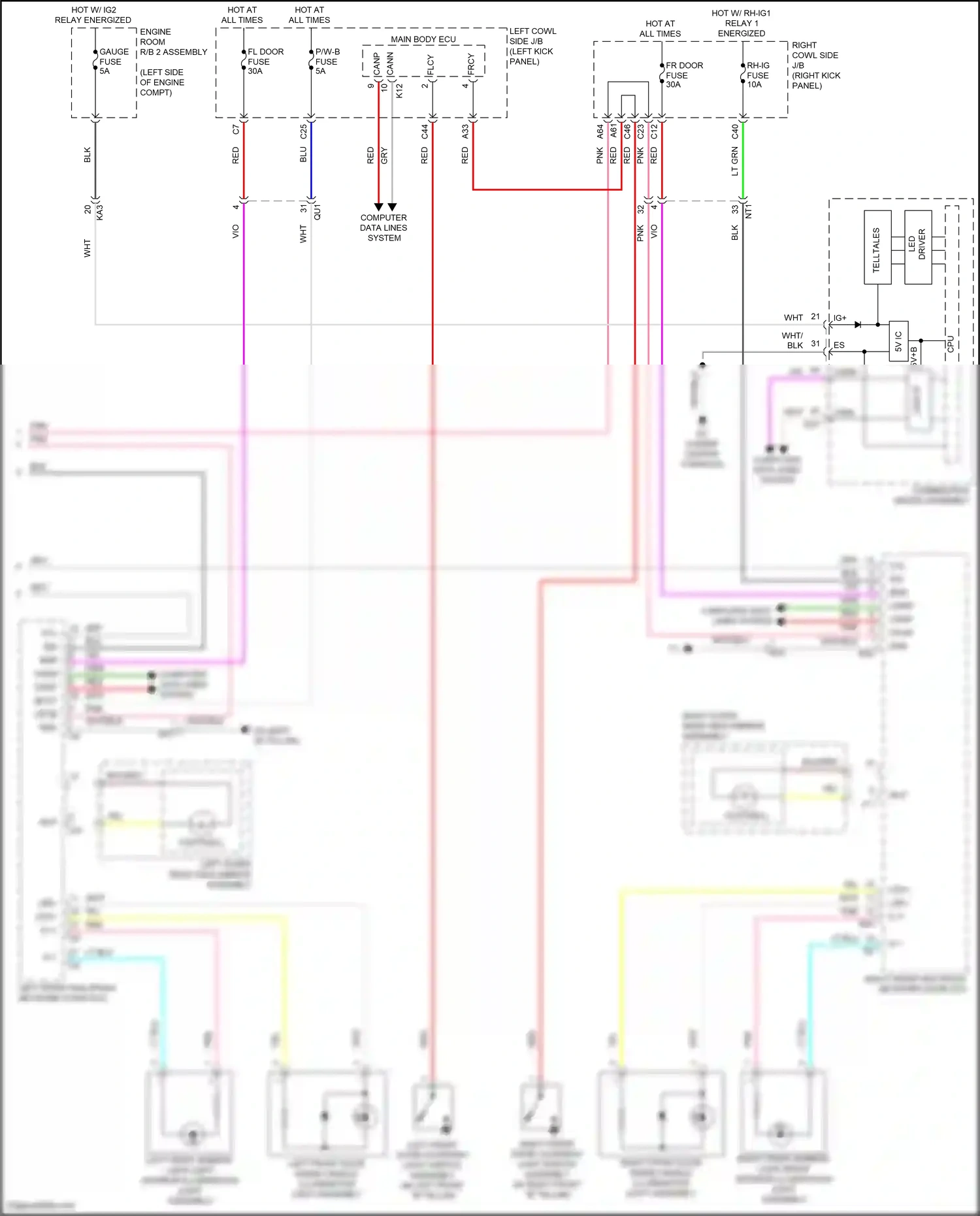 Lexus GS IV facelift (2015-2020) right front multiplex network door ecu wiring diagram  (3 of 22)