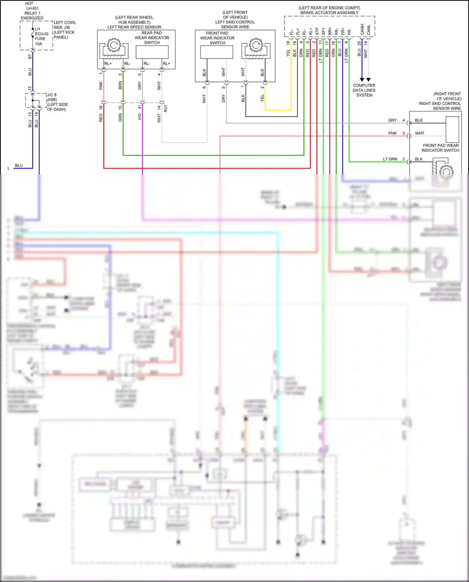 Lexus GS IV facelift (2015-2020) right skid control sensor wire wiring diagram  (2 of 3)