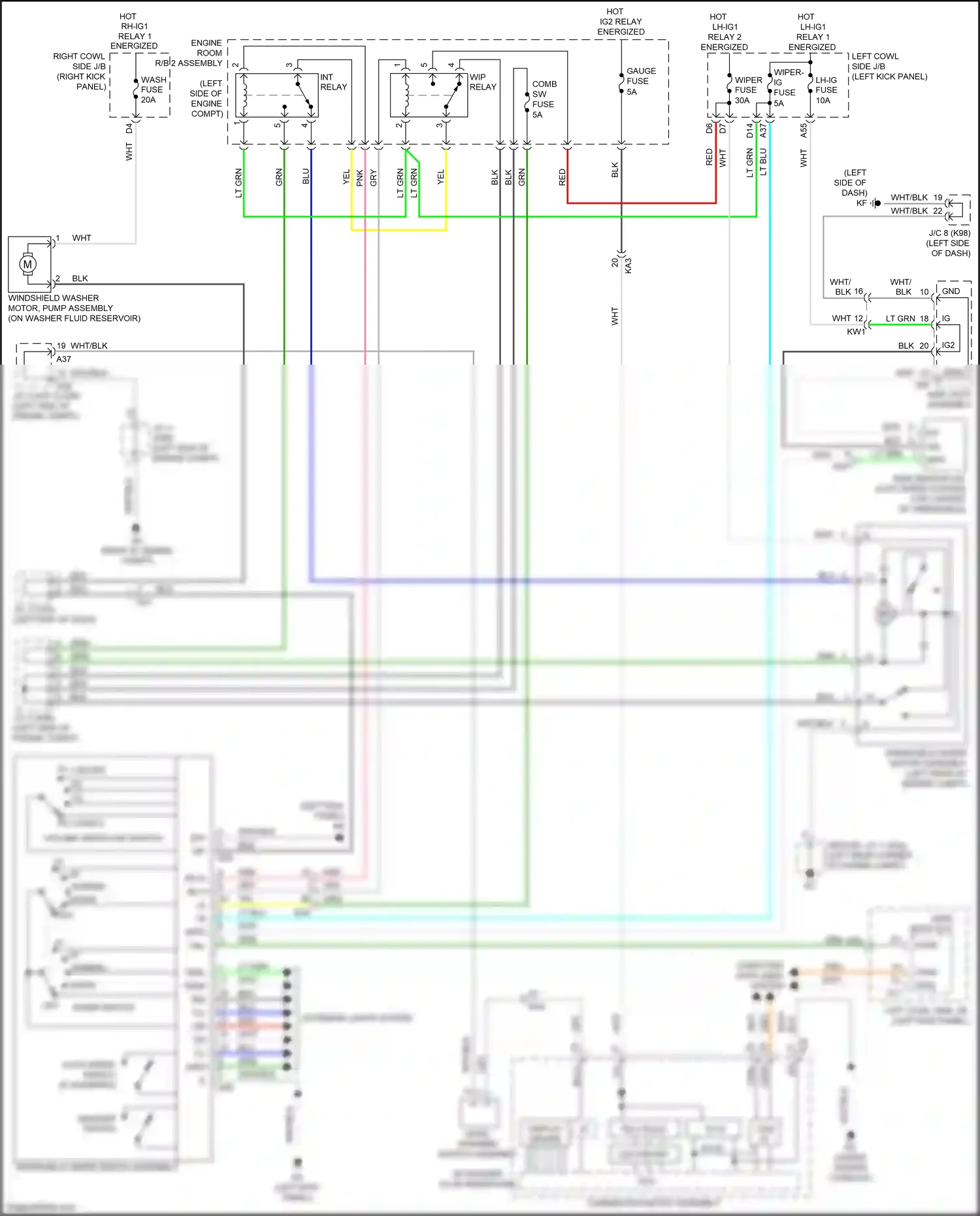 Lexus GS IV facelift (2015-2020) windshield wiper switch assembly wiring diagram  (5 of 11)