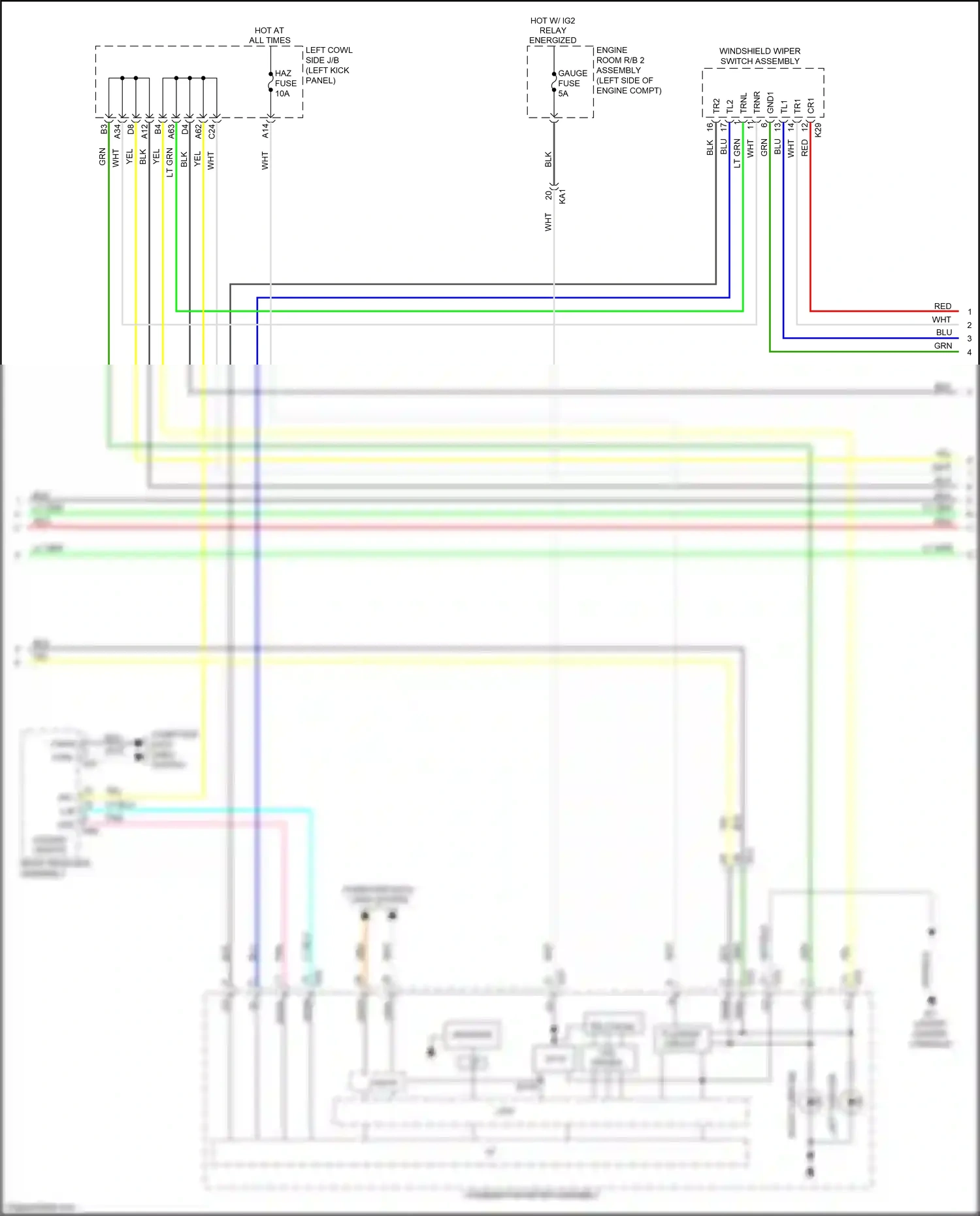 Lexus GS IV facelift (2015-2020) windshield wiper switch assembly wiring diagram  (4 of 11)