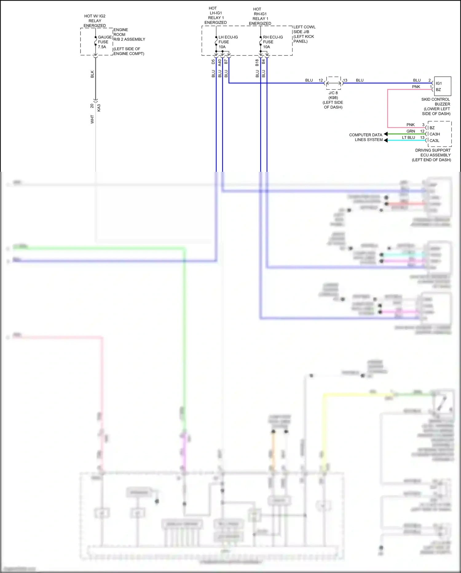 Lexus GS IV facelift (2015-2020) yaw rate sensor 2 wiring diagram  (1 of 3)
