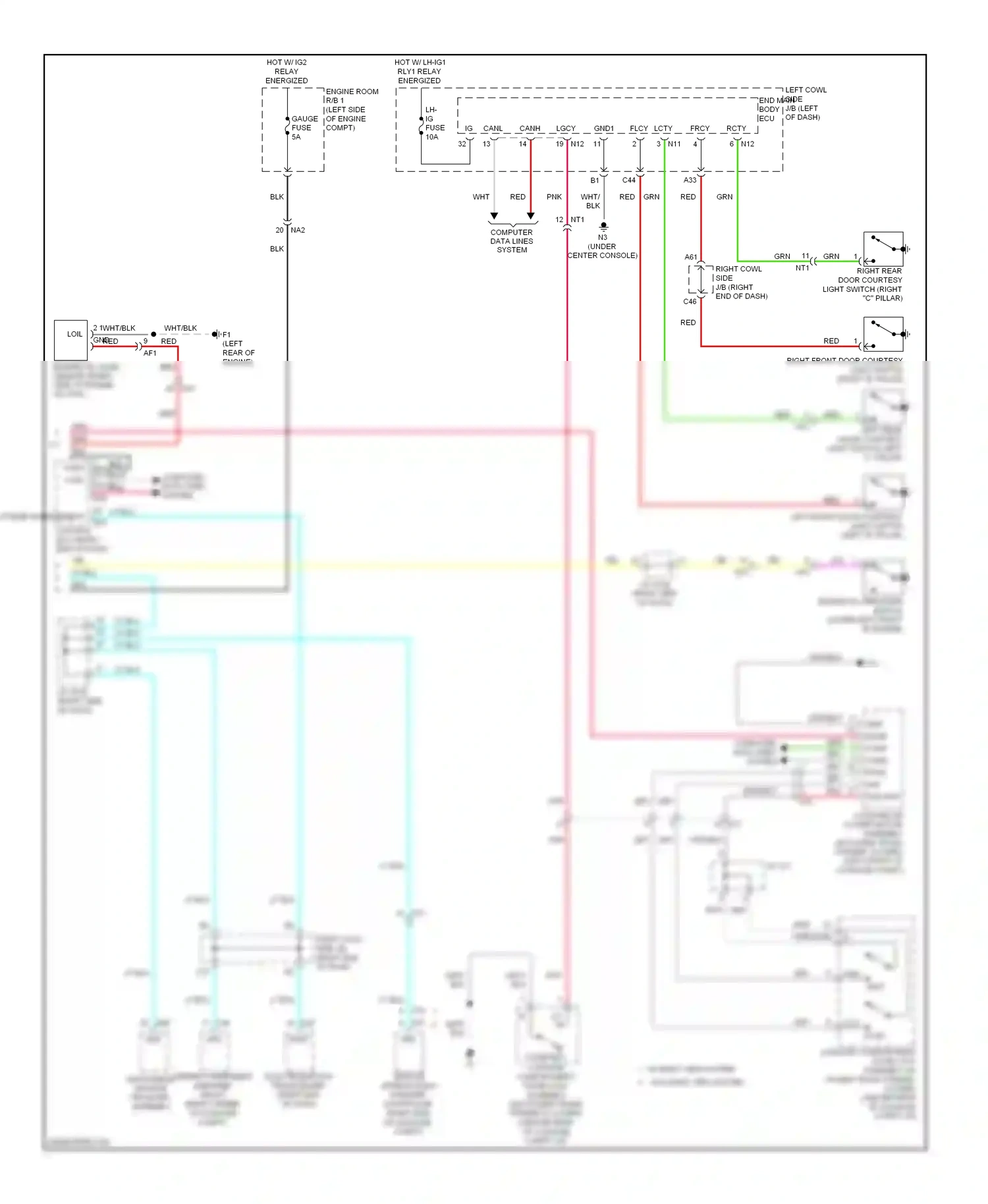 Lexus GS IV (2011-2015) computer data lines (under system center console) wiring diagram  (1 of 1)