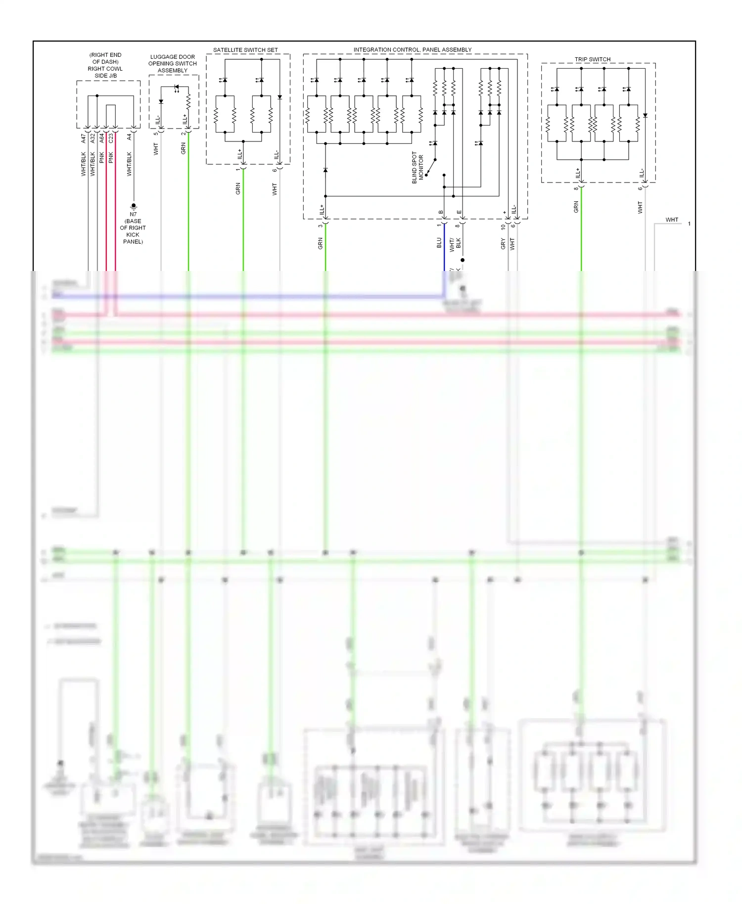 Lexus GS IV (2011-2015) instrument panel register assembly 3 wiring diagram  (1 of 1)