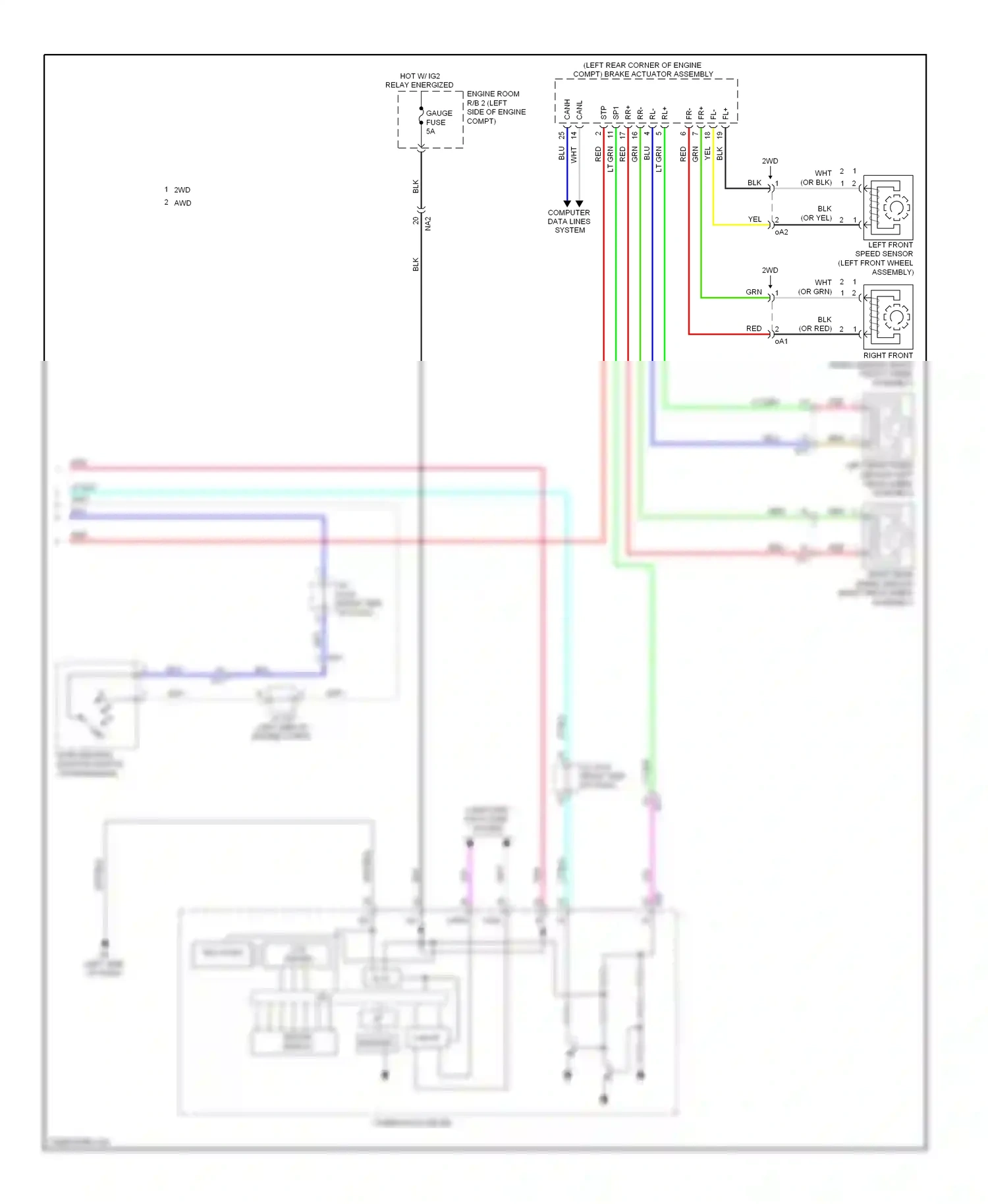 Lexus GS IV (2011-2015) right front speed sensor (right front wheel assembly) wiring diagram  (4 of 4)