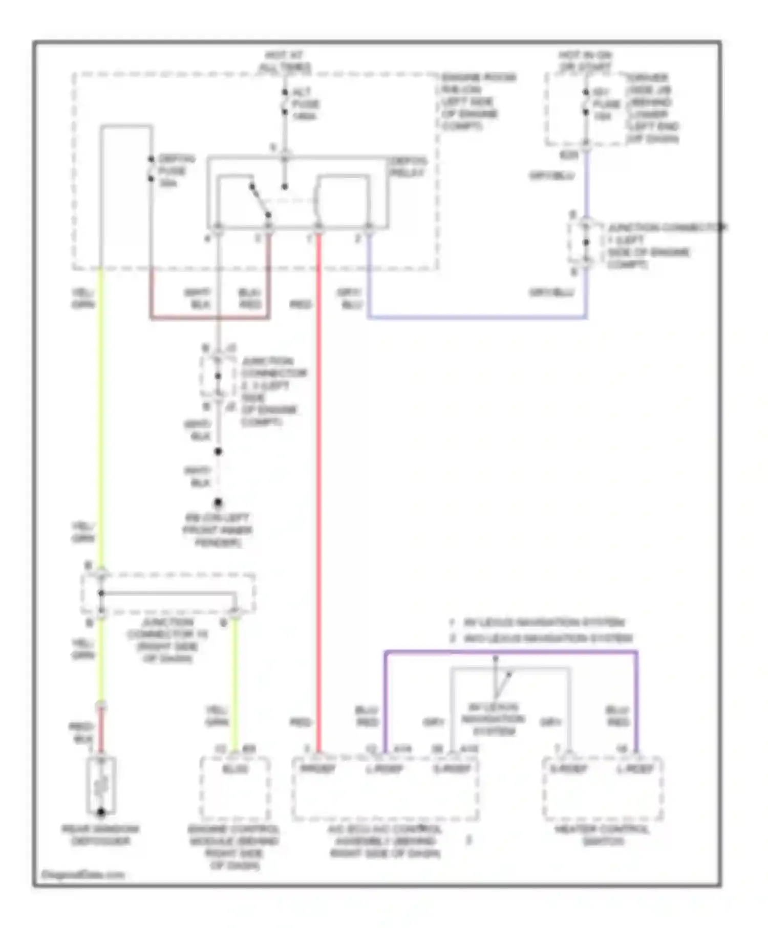 GX Lexus J120 (2002-2009): Rear defogger circuit