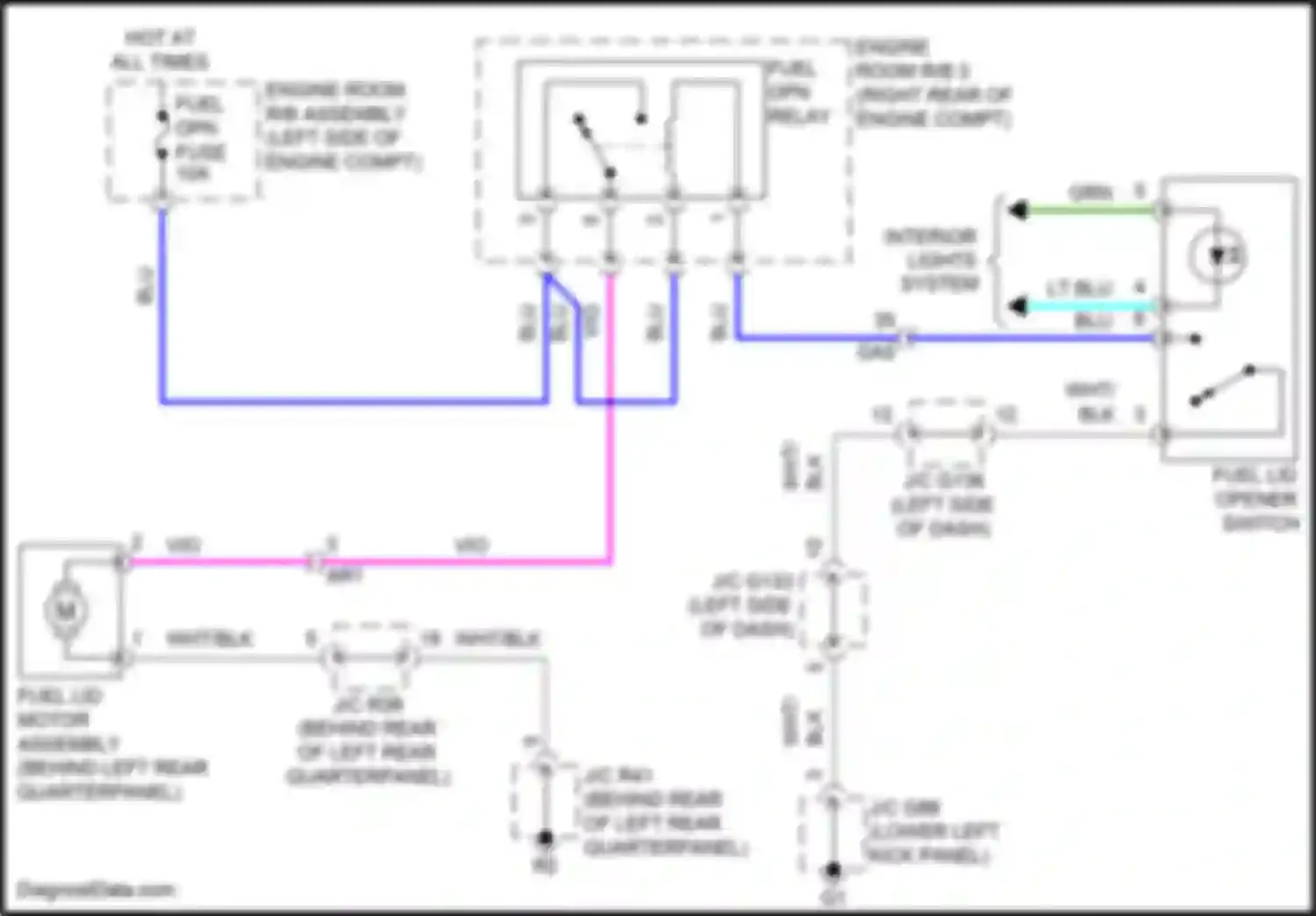 Wiring diagram fuel lid motor assembly for Lexus GX J150 facelift 2 (2019-2023) (1 of 2)