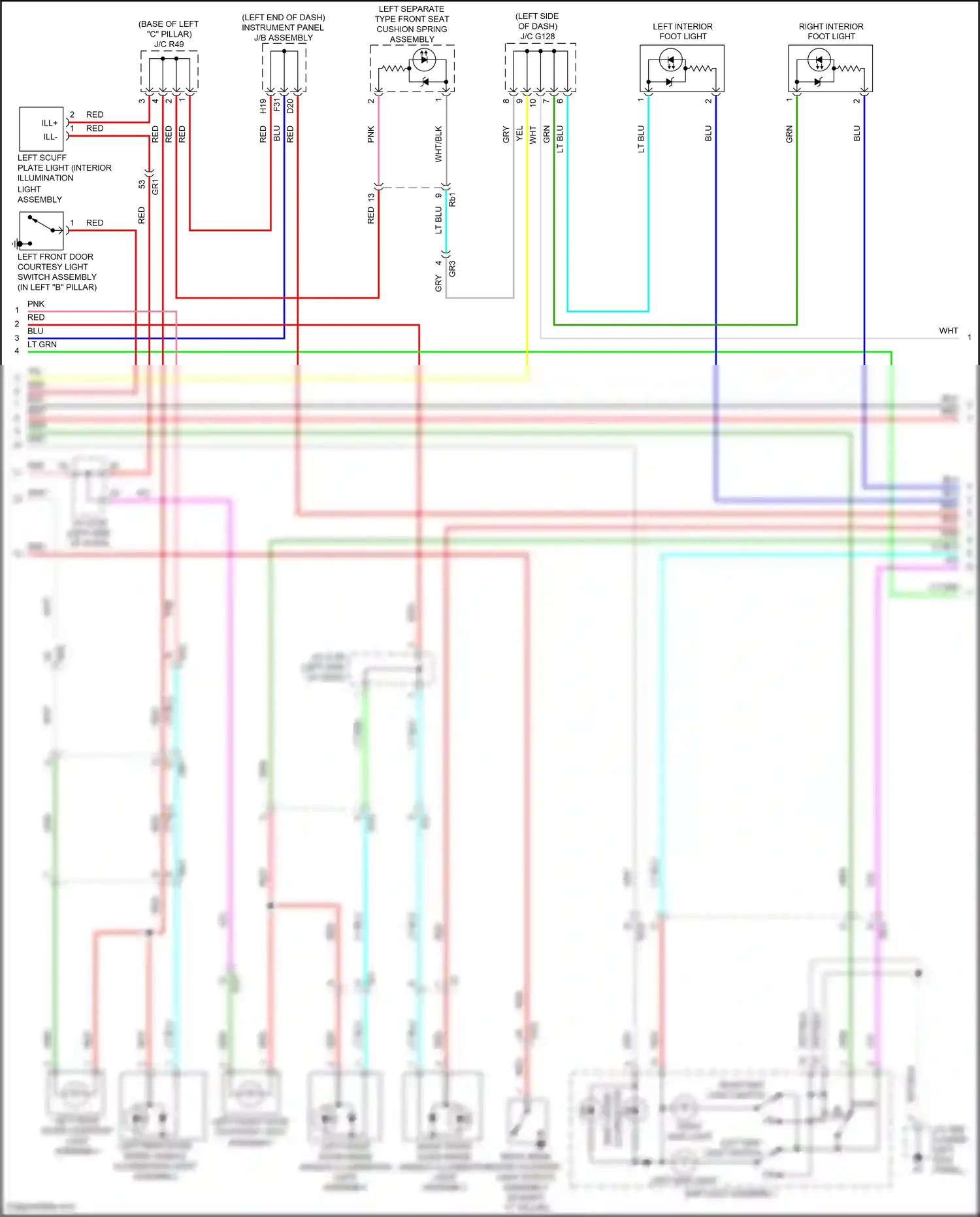 Lexus GX J150 facelift 2 (2019-2023) left map light switch wiring diagram  (1 of 1)