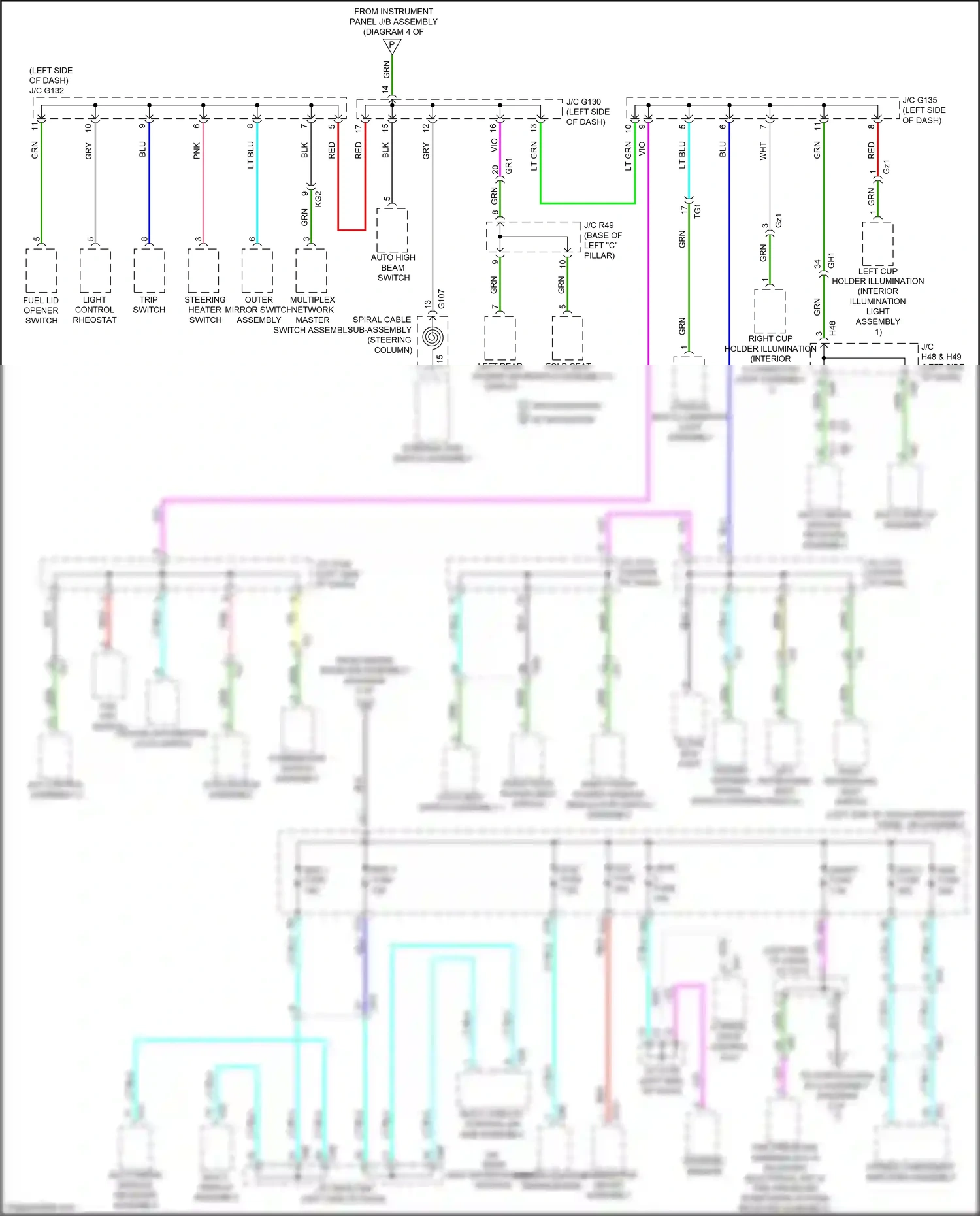 Lexus GX J150 facelift 2 (2019-2023) multiplex network master switch assembly wiring diagram  (5 of 7)