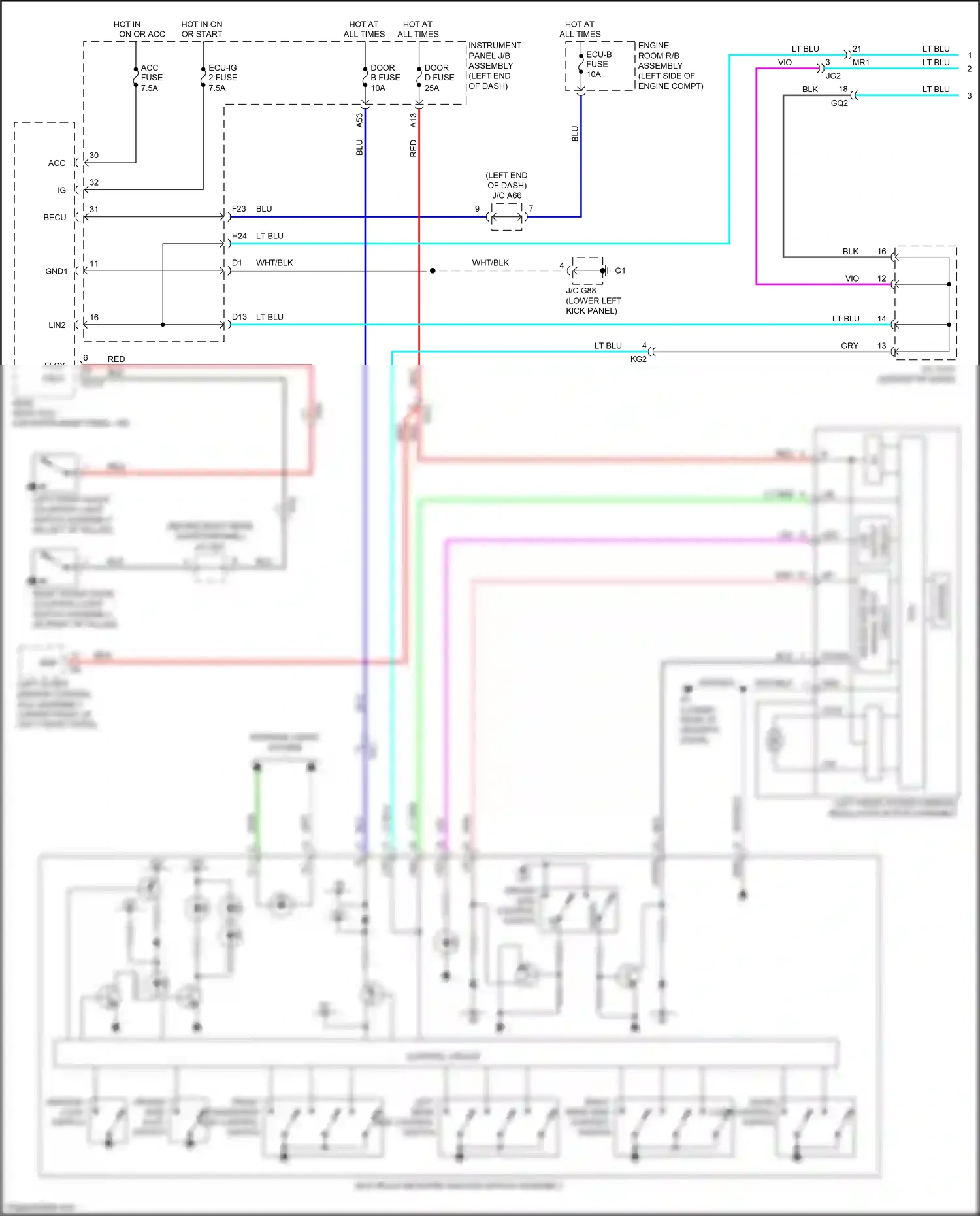 Lexus GX J150 facelift 2 (2019-2023) multiplex network master switch assembly wiring diagram  (7 of 7)