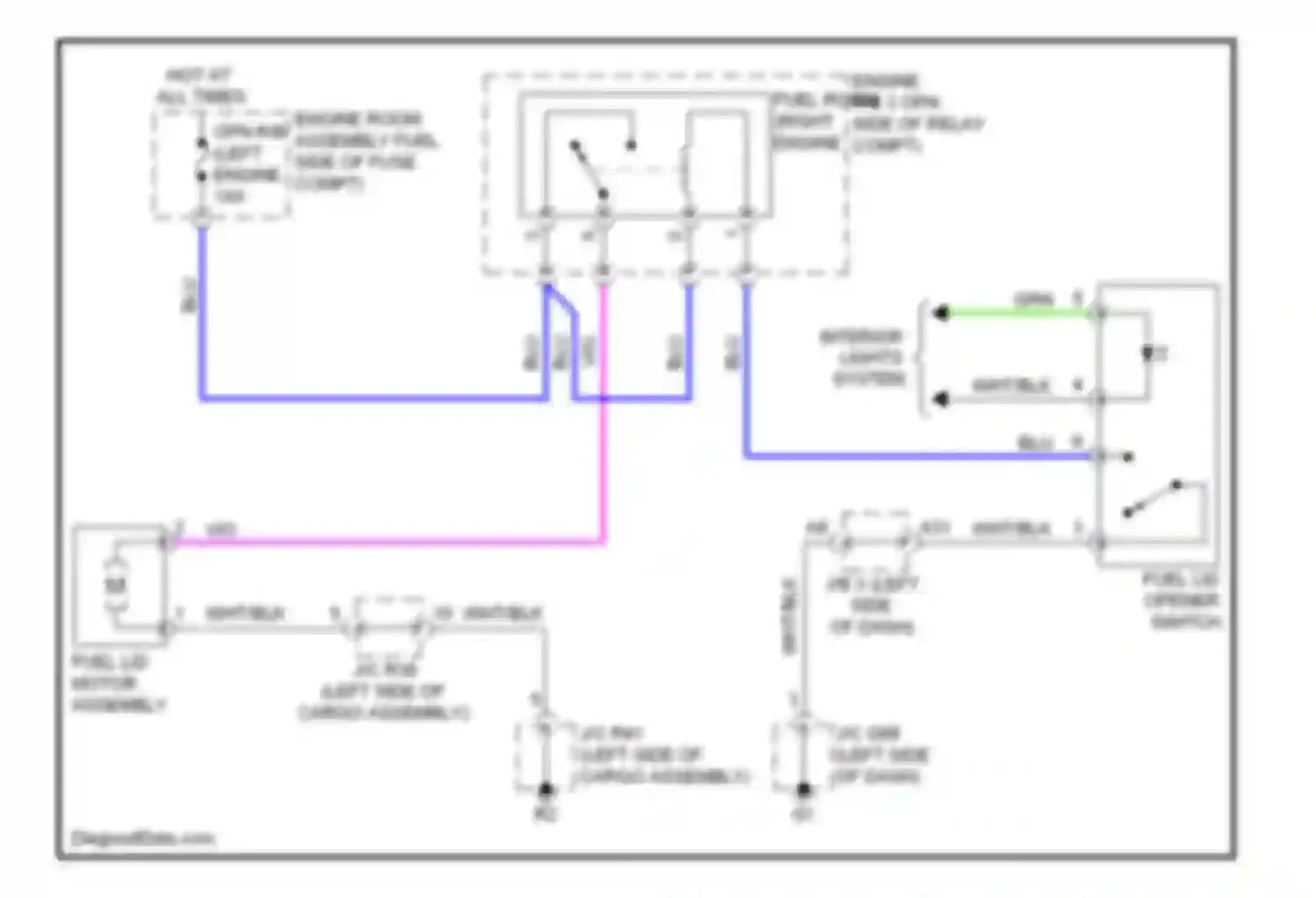 Wiring diagram fuel lid opener switch for Lexus GX J150 (2009-2013) (1 of 3)