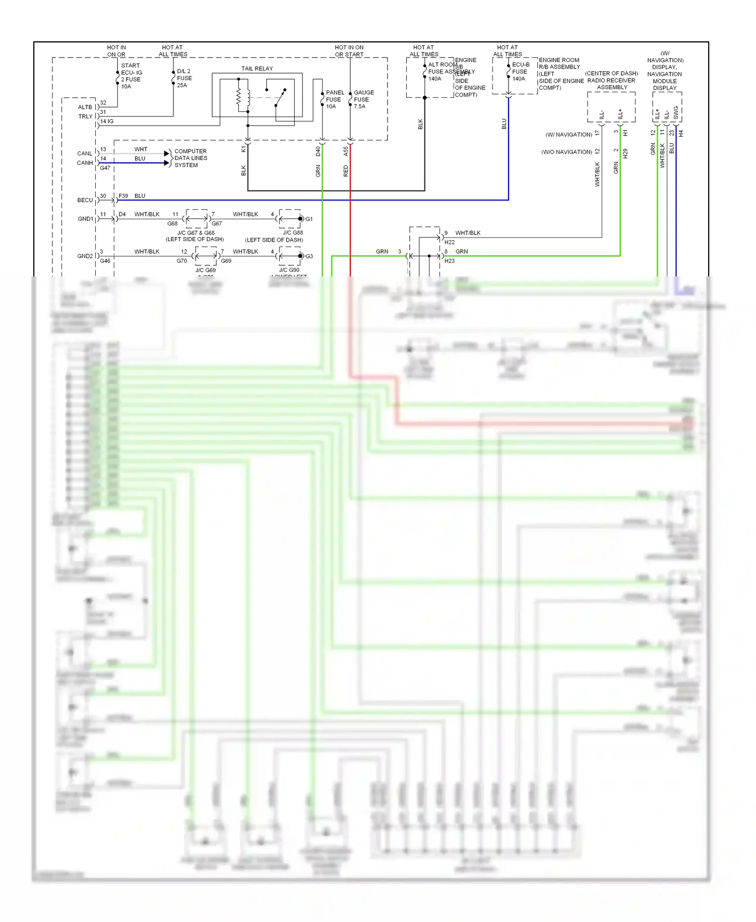 Lexus GX J150 (2009-2013) hazard warning signal switch light control assembly rheostat (center of dash) wiring diagram  (1 of 1)