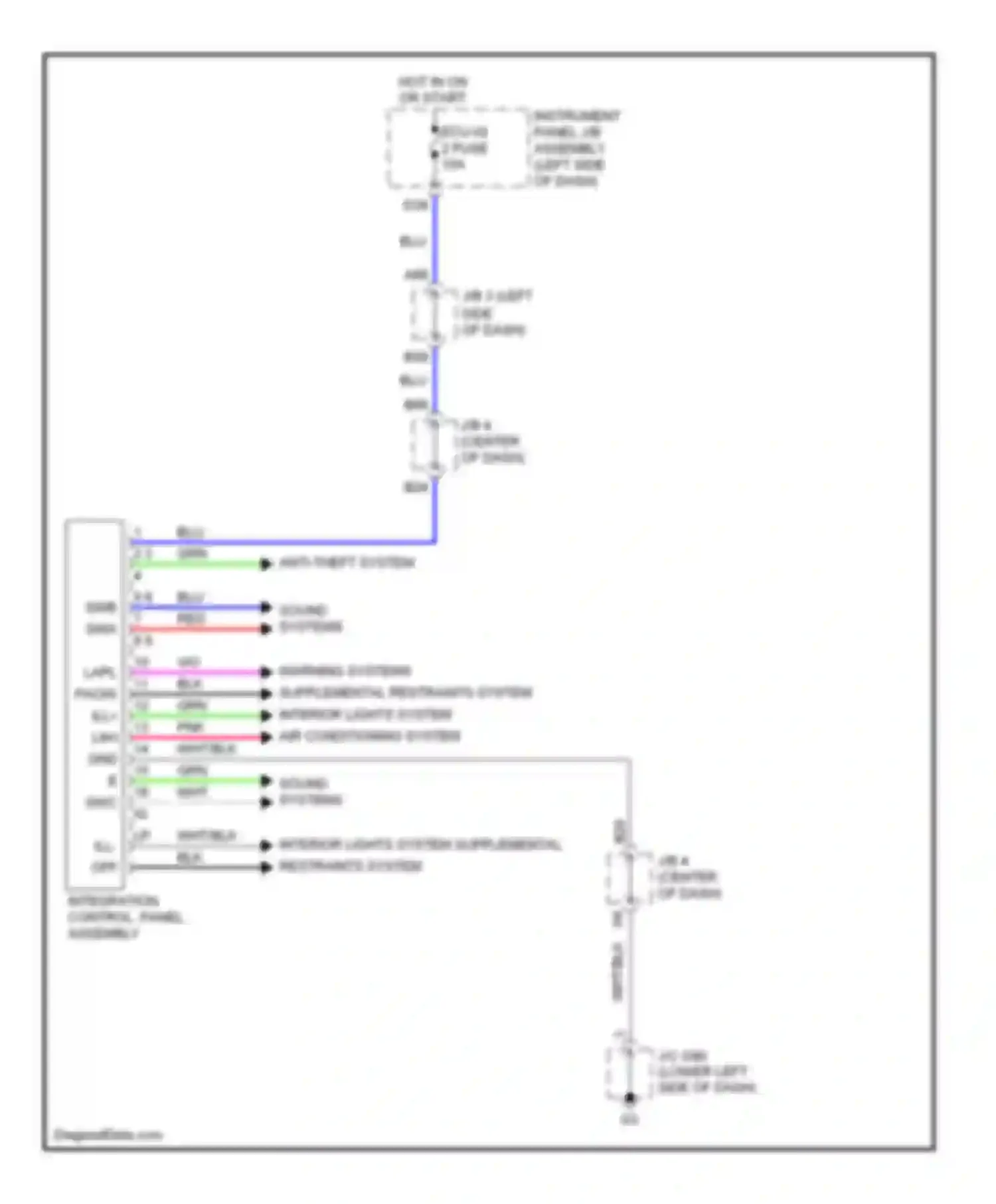 Wiring diagram interior lights system supplemental restraints system for Lexus GX J150 (2009-2013) (1 of 1)