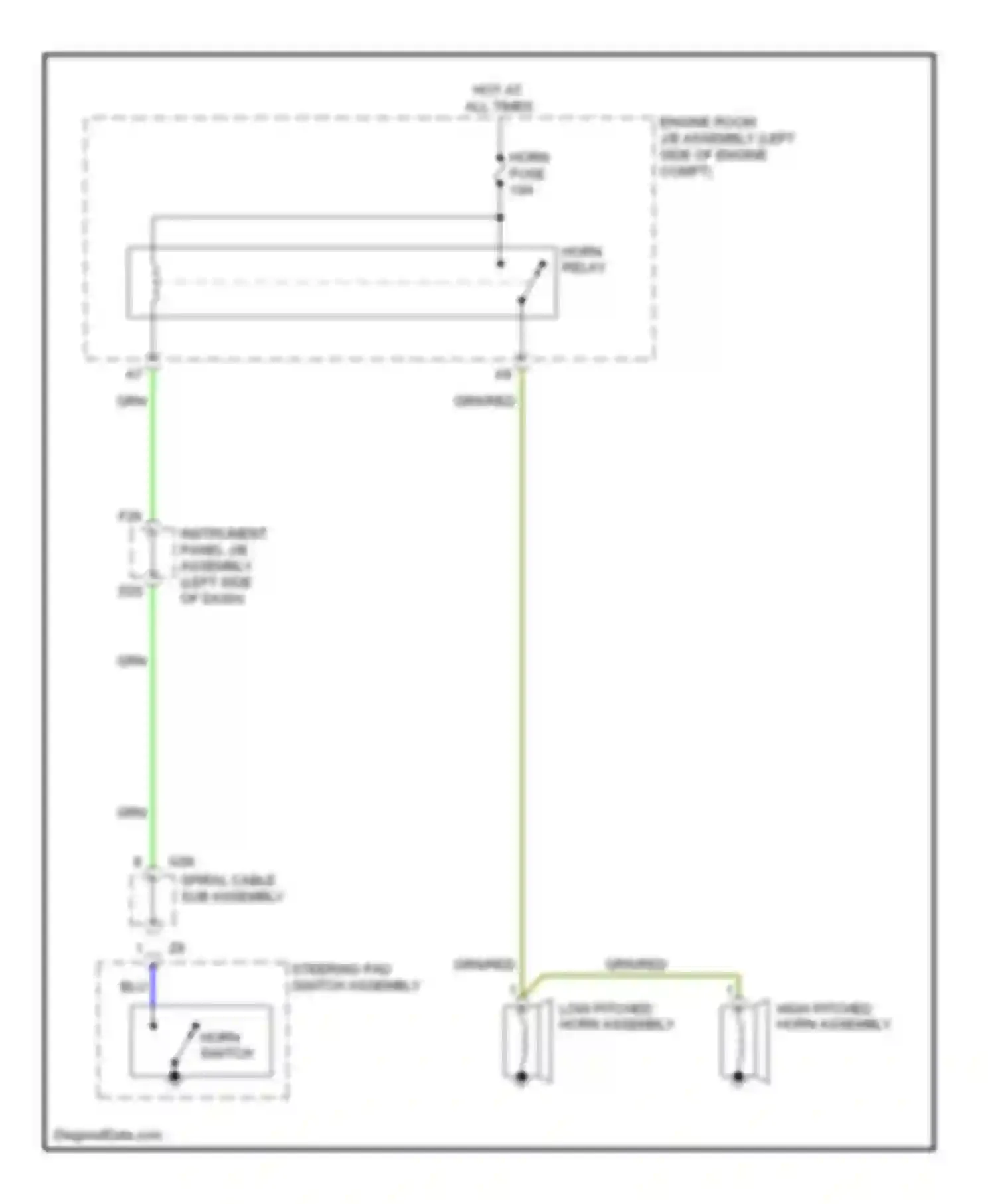 Wiring diagram low pitched horn assembly for Lexus GX J150 (2009-2013) (1 of 1)